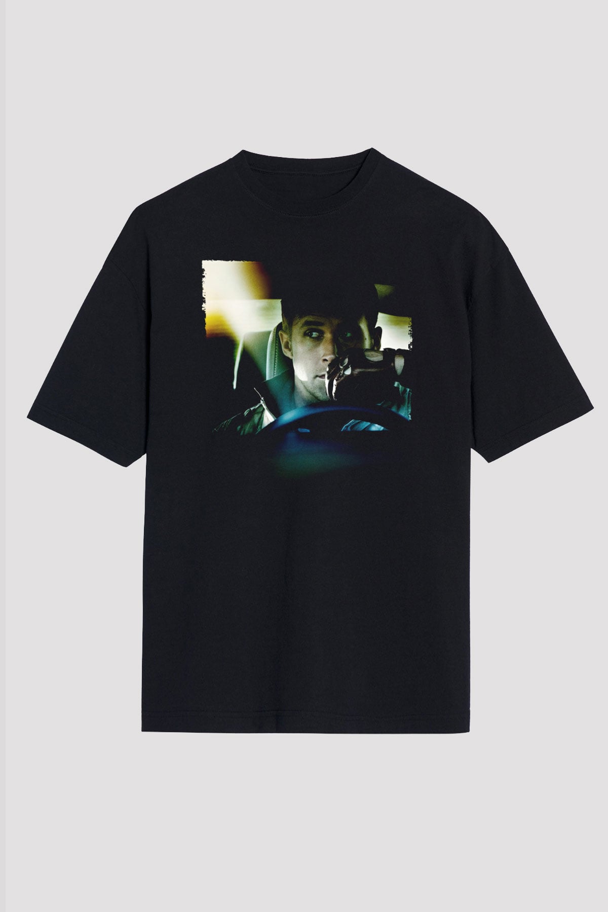 Unisex Sürücü (Drive) Baskılı Siyah Oversize Tshirt