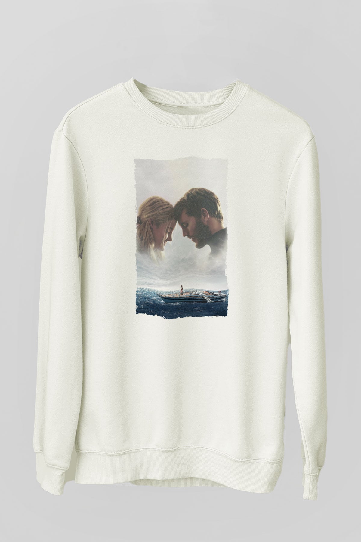Unisex Sürükleniş - Adrift Baskılı Beyaz Sweatshirt