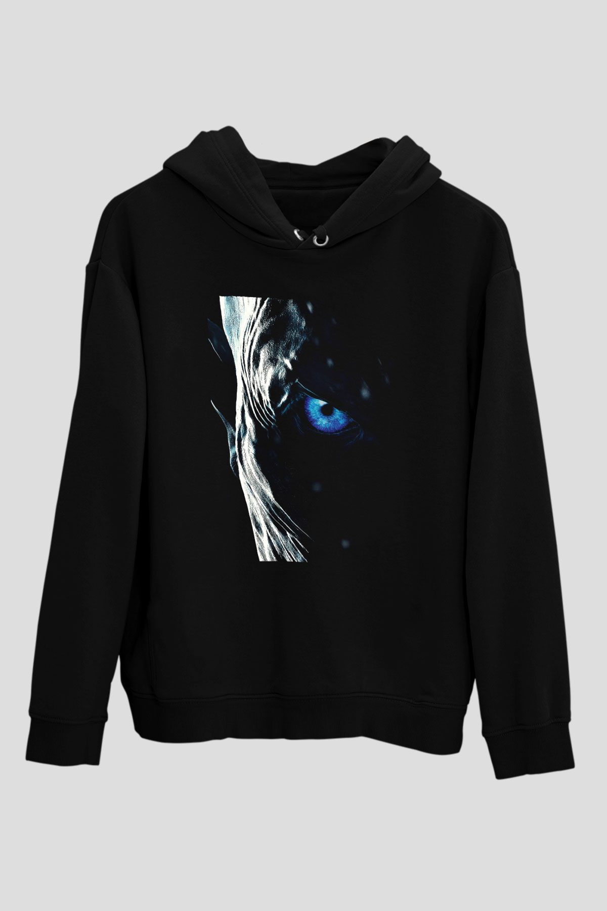 Unisex Taht Oyunları Baskılı Siyah Kapüşonlu Sweatshirt