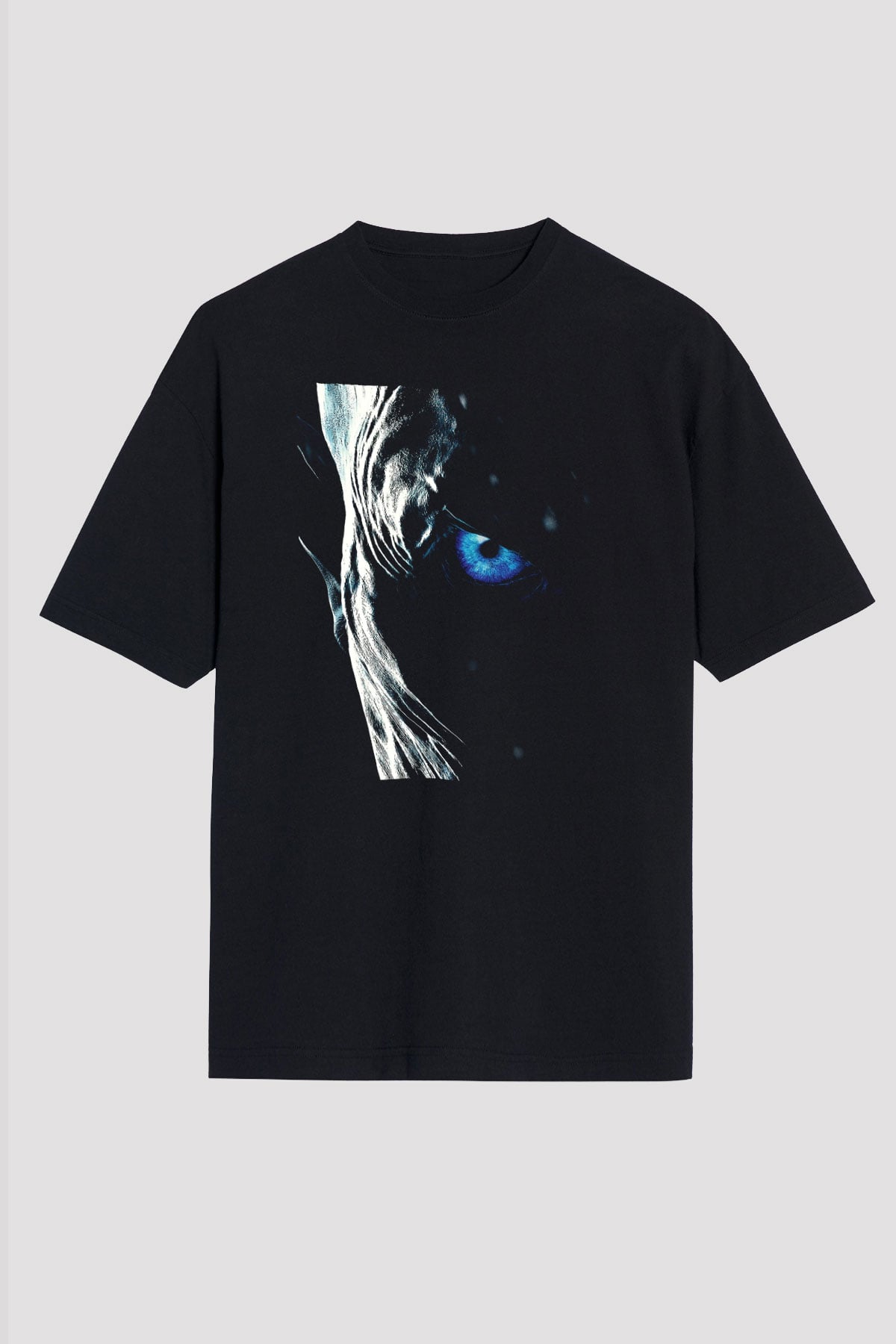 Unisex Taht Oyunları Baskılı Siyah Oversize Tshirt
