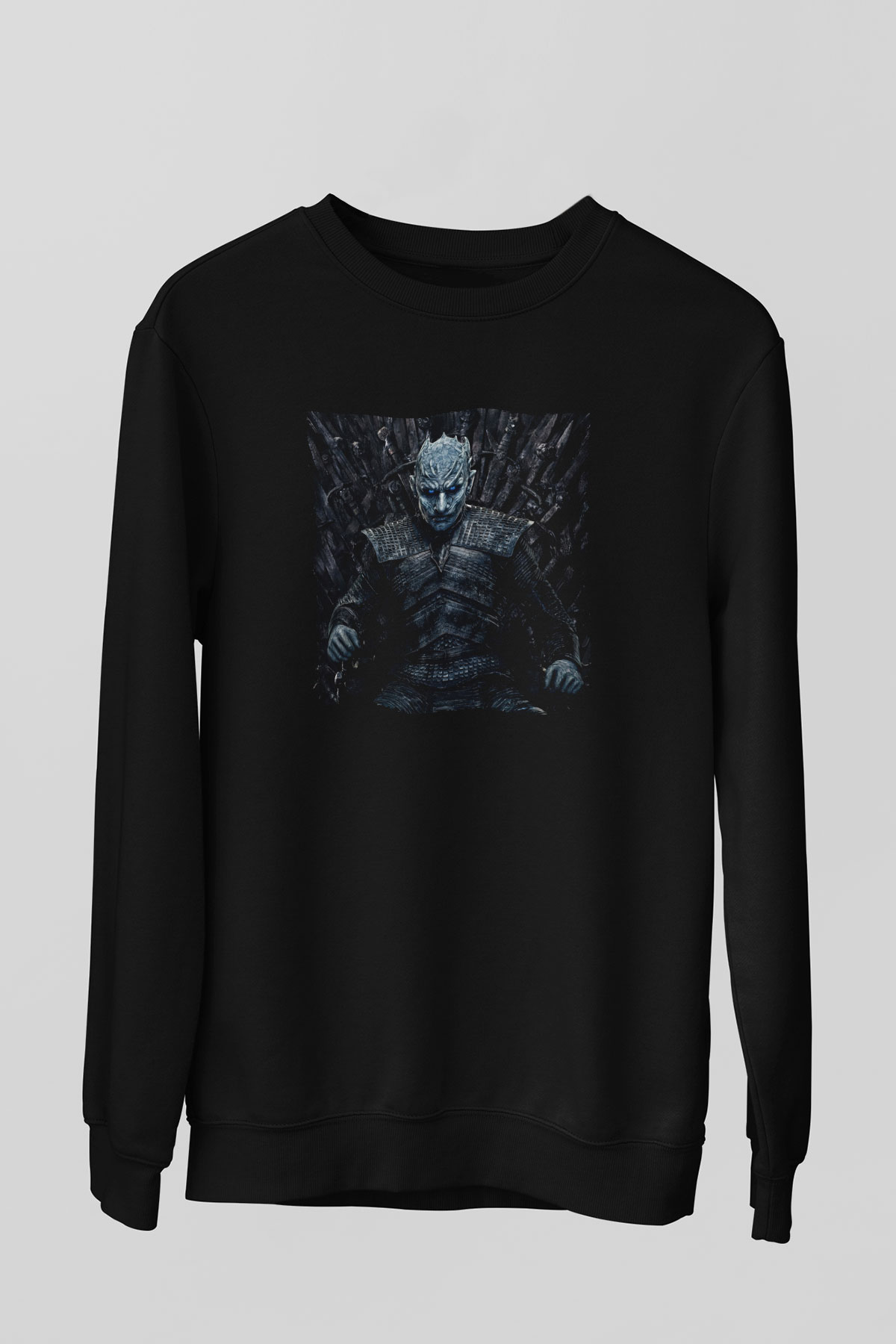 Unisex Taht Oyunları Baskılı Siyah Sweatshirt