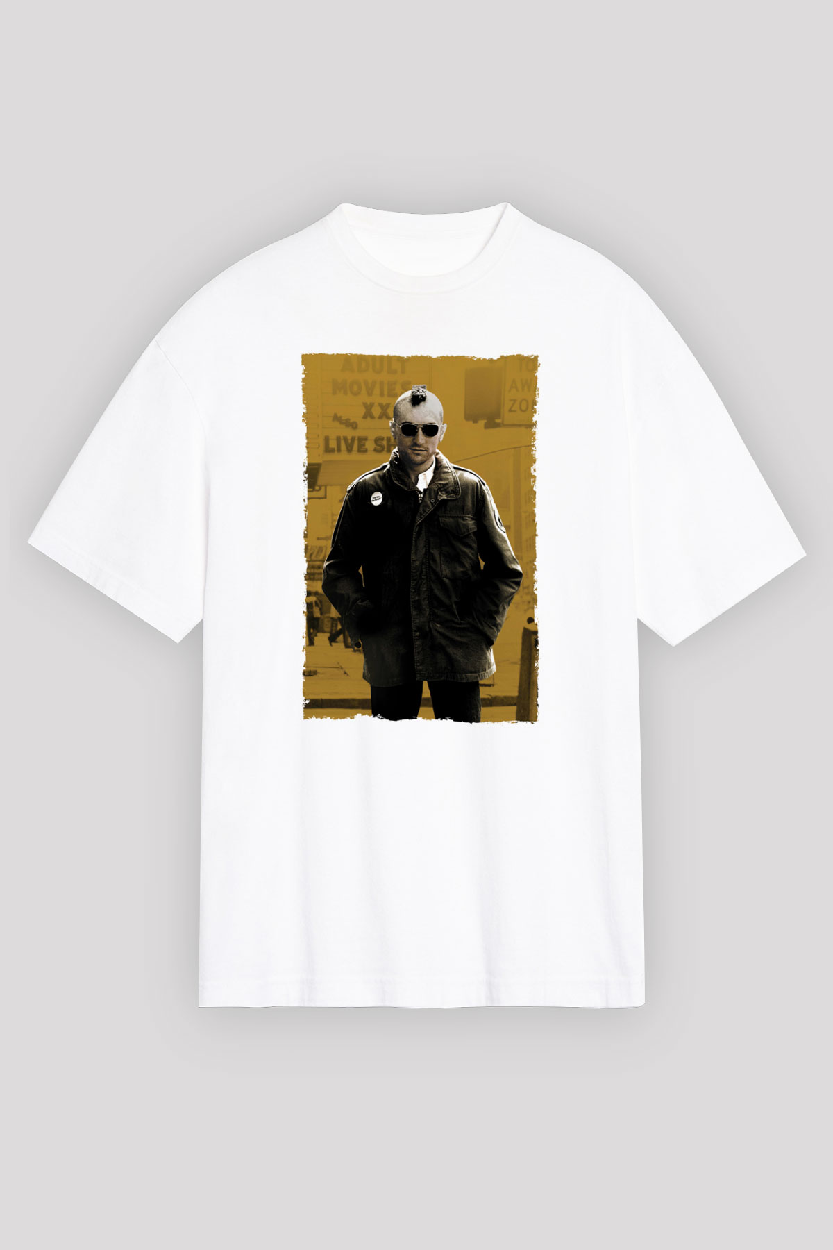 Unisex Taksi Şoförü (Taxi Driver) Baskılı Beyaz Oversize Oversize T-shirt