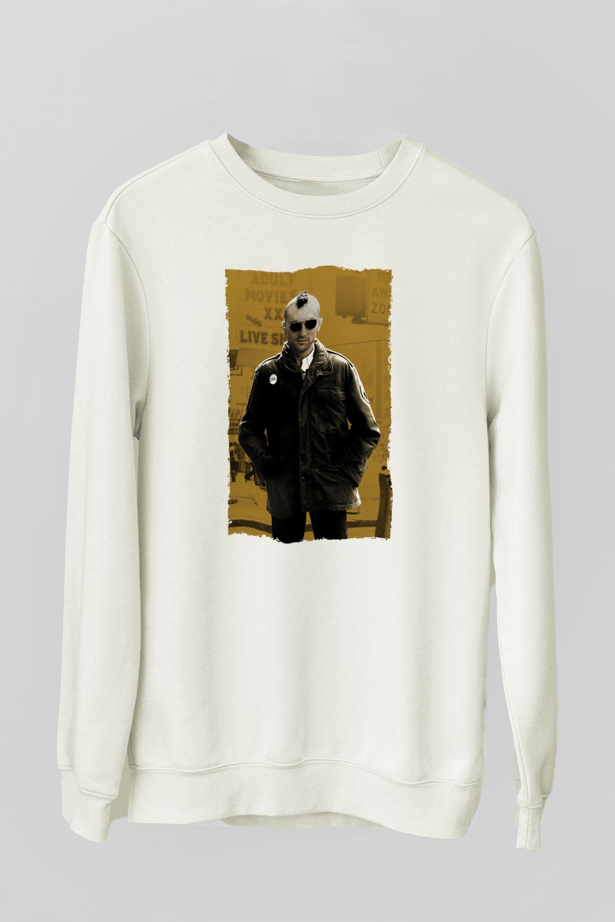 Unisex Taksi Şoförü (Taxi Driver) Baskılı Beyaz Sweatshirt