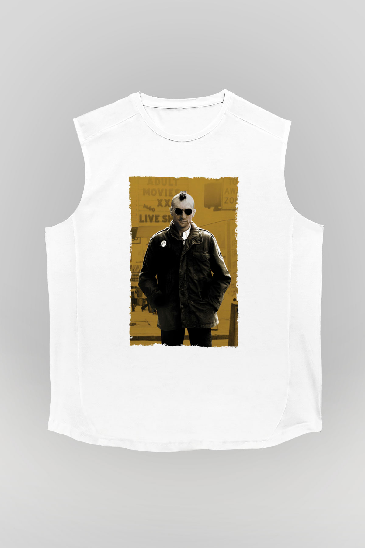 Unisex Taksi Şoförü (Taxi Driver) Baskılı Beyaz Kolsuz Tshirt