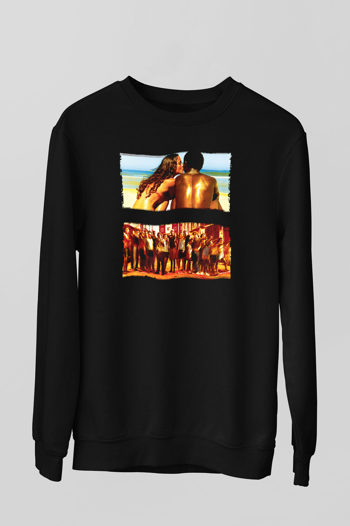 Unisex Tanrı Kent (City of God) Baskılı Siyah Sweatshirt