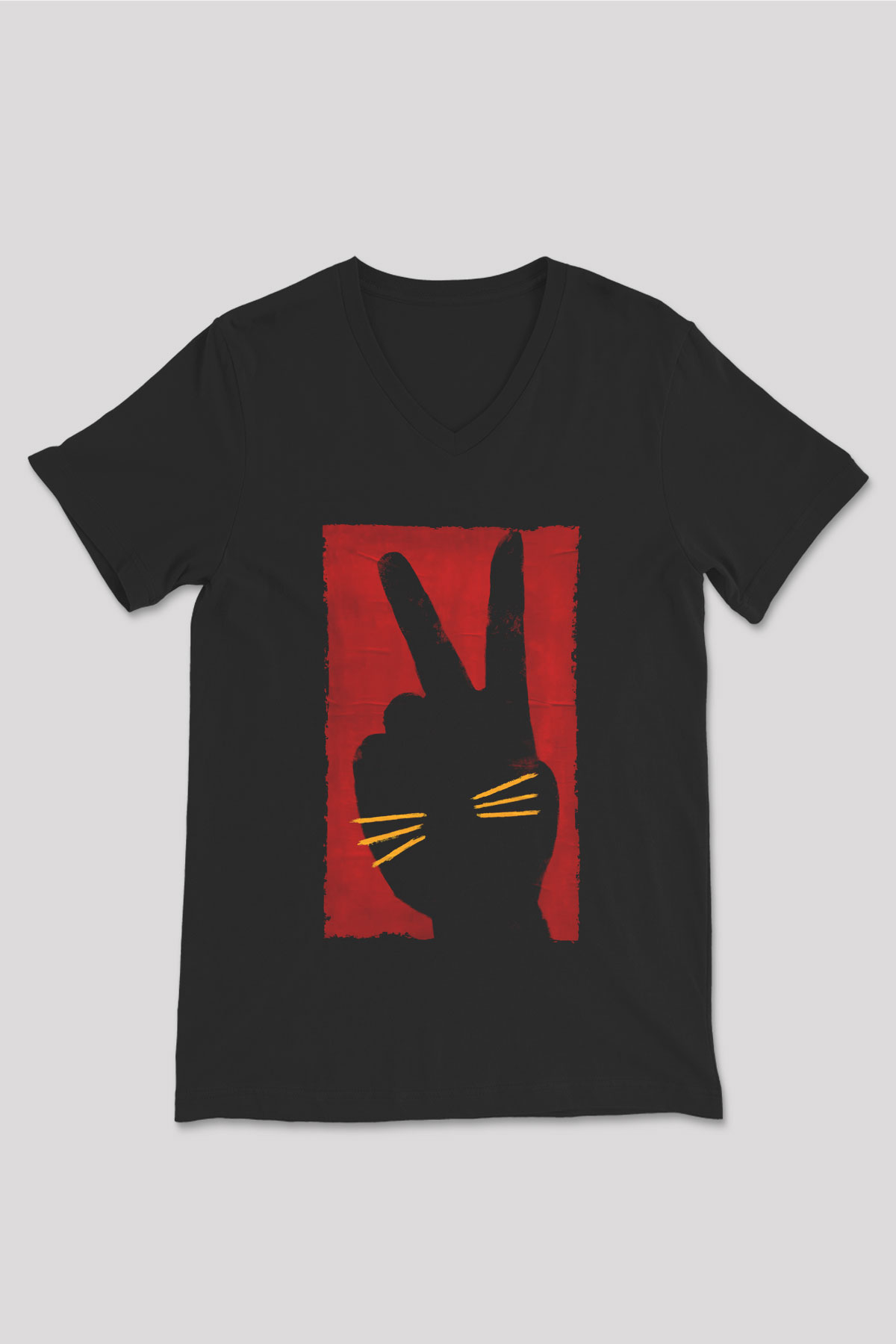 Unisex Tavşan Jojo (Jojo Rabbit) Baskılı Siyah V Yaka Tshirt