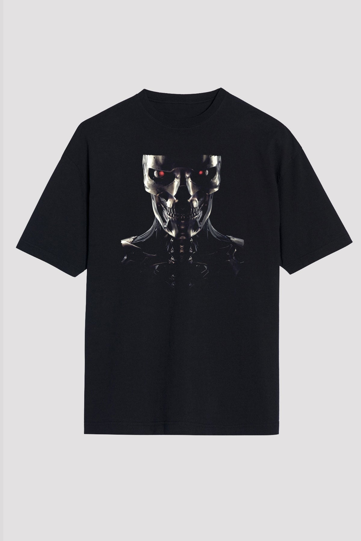 Unisex Terminator Baskılı Siyah Oversize Tshirt
