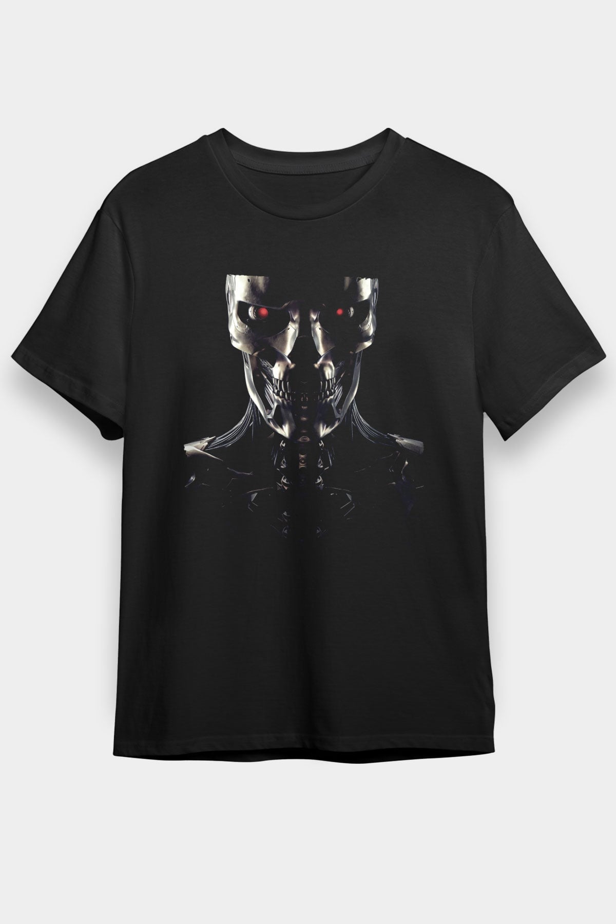 Unisex Terminator Baskılı Siyah Tshirt