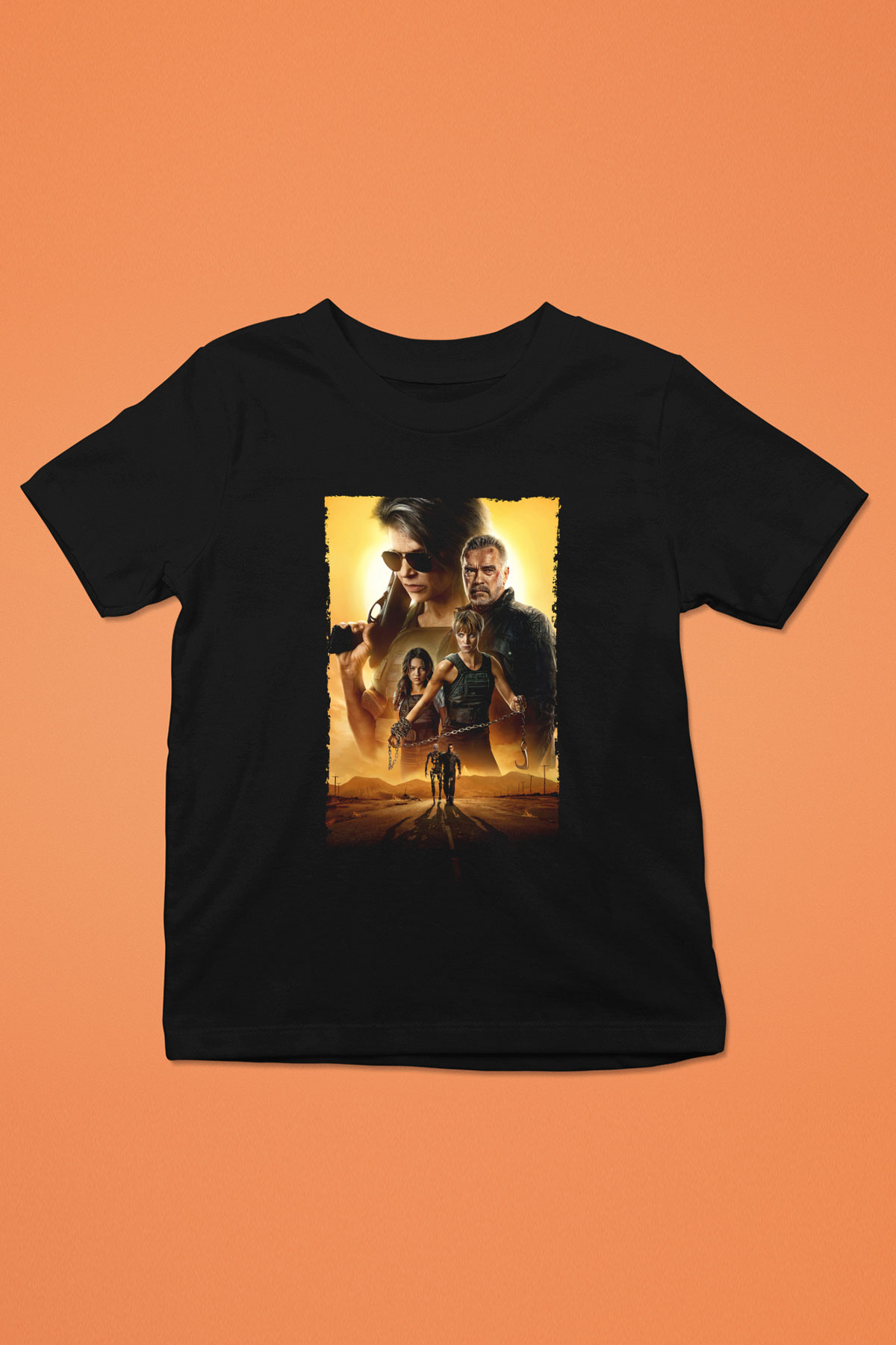 Unisex Terminatör Kara Kader (Terminator Dark Fate) Baskılı Siyah Çocuk Tshirt