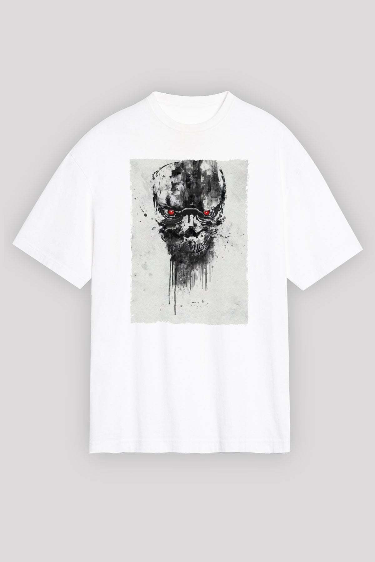 Unisex Terminatör Kara Kader (Terminator Dark Fate) Baskılı Beyaz T-shirt