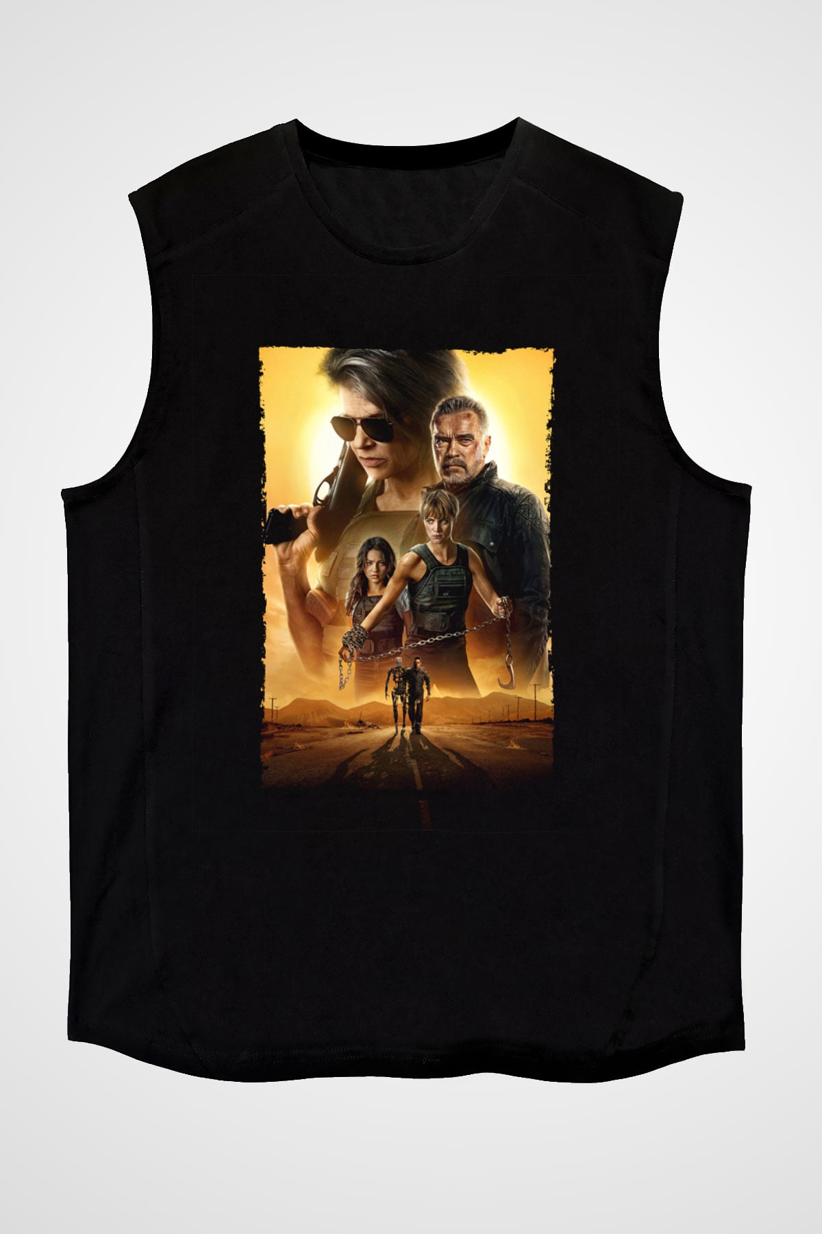 Unisex Terminatör Kara Kader (Terminator Dark Fate) Baskılı Siyah Kolsuz Tshirt