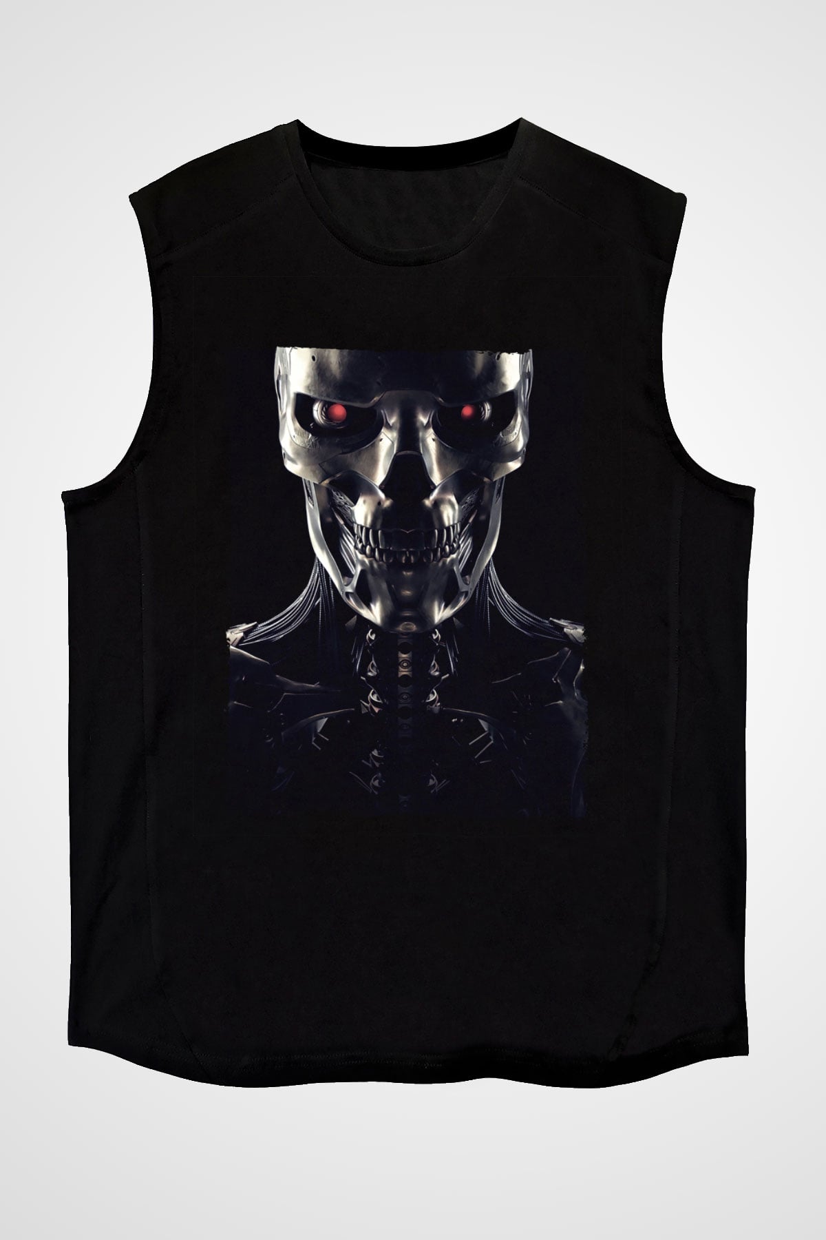 Unisex Terminatör Kara Kader (Terminator Dark Fate) Baskılı Siyah Kolsuz Tişört