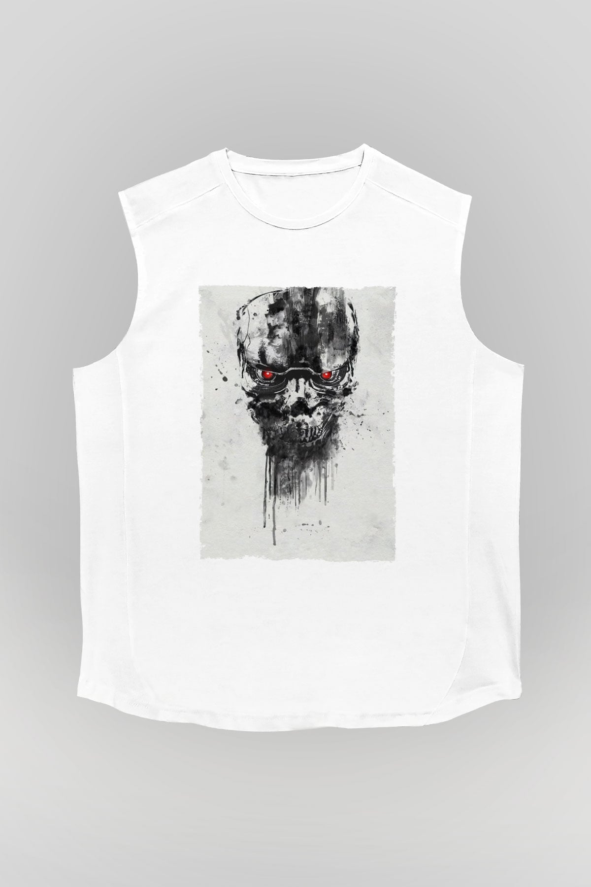 Unisex Terminatör Kara Kader (Terminator Dark Fate) Baskılı Beyaz Kolsuz T-shirt