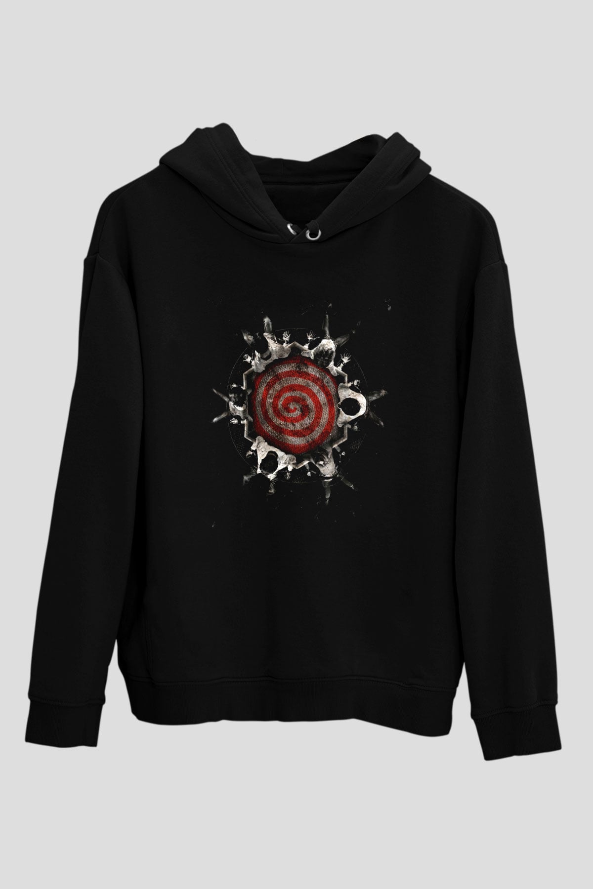 Unisex Testere VI (Saw VI) Baskılı Siyah Kapüşonlu Sweatshirt