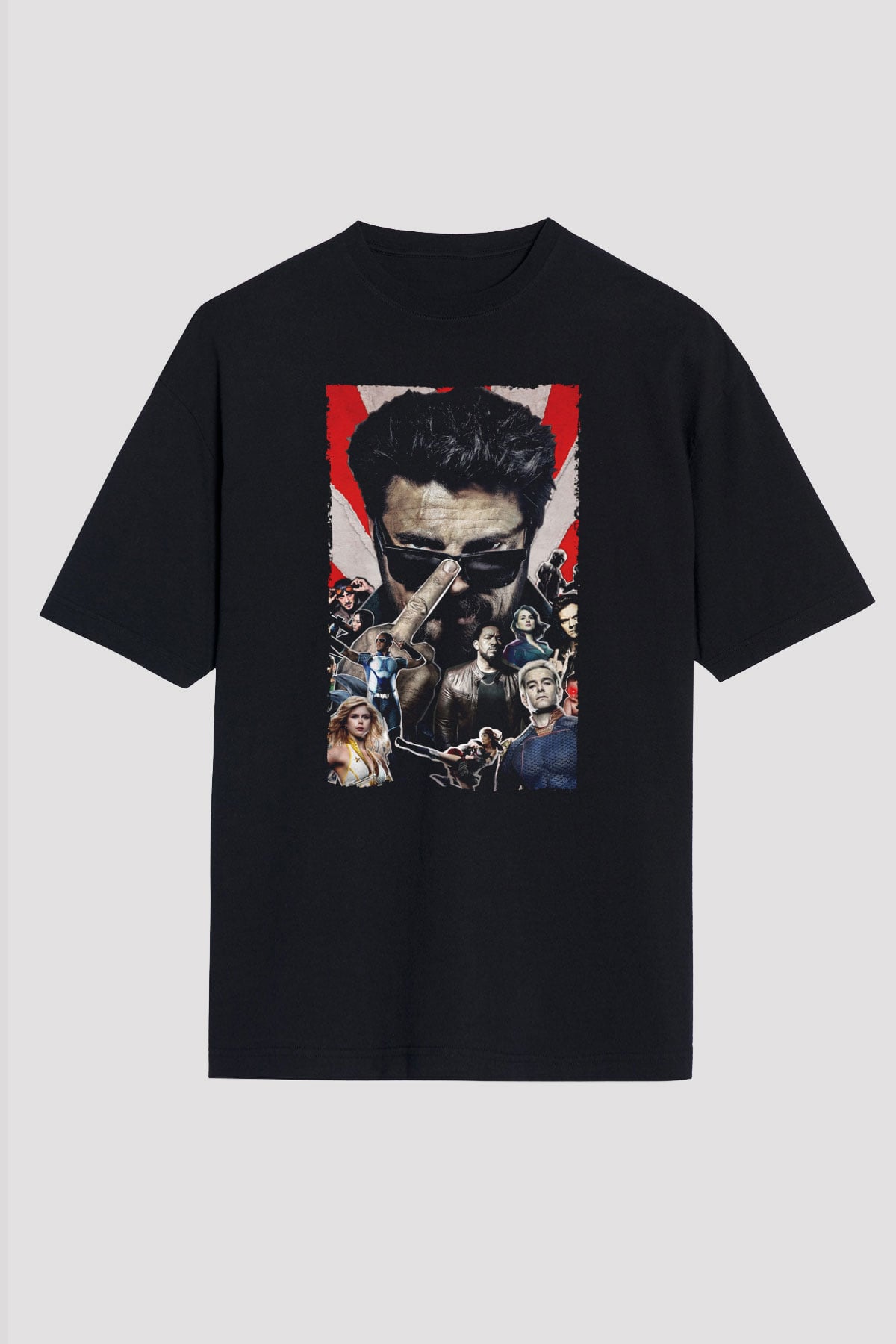 Unisex The Boys Baskılı Siyah Oversize Tişört