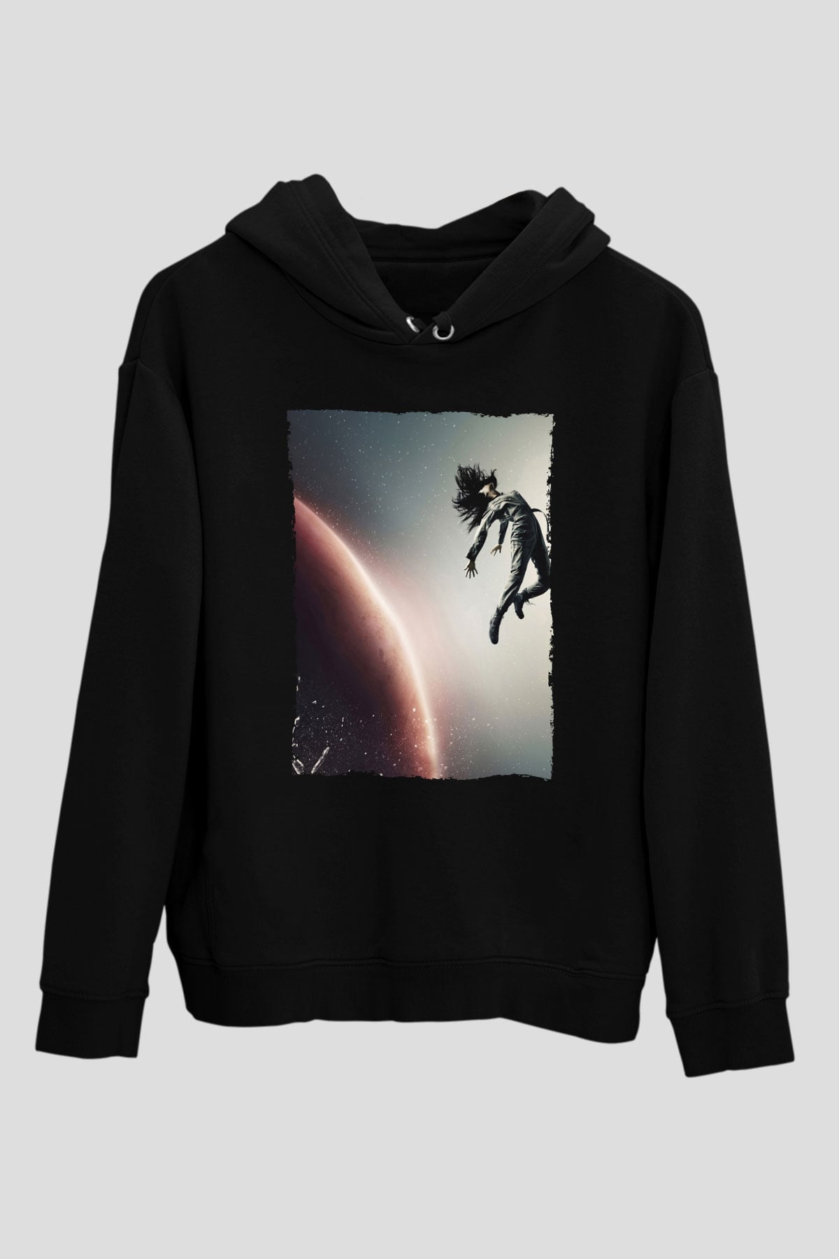 Unisex The Expanse Baskılı Siyah Kapüşonlu Sweatshirt