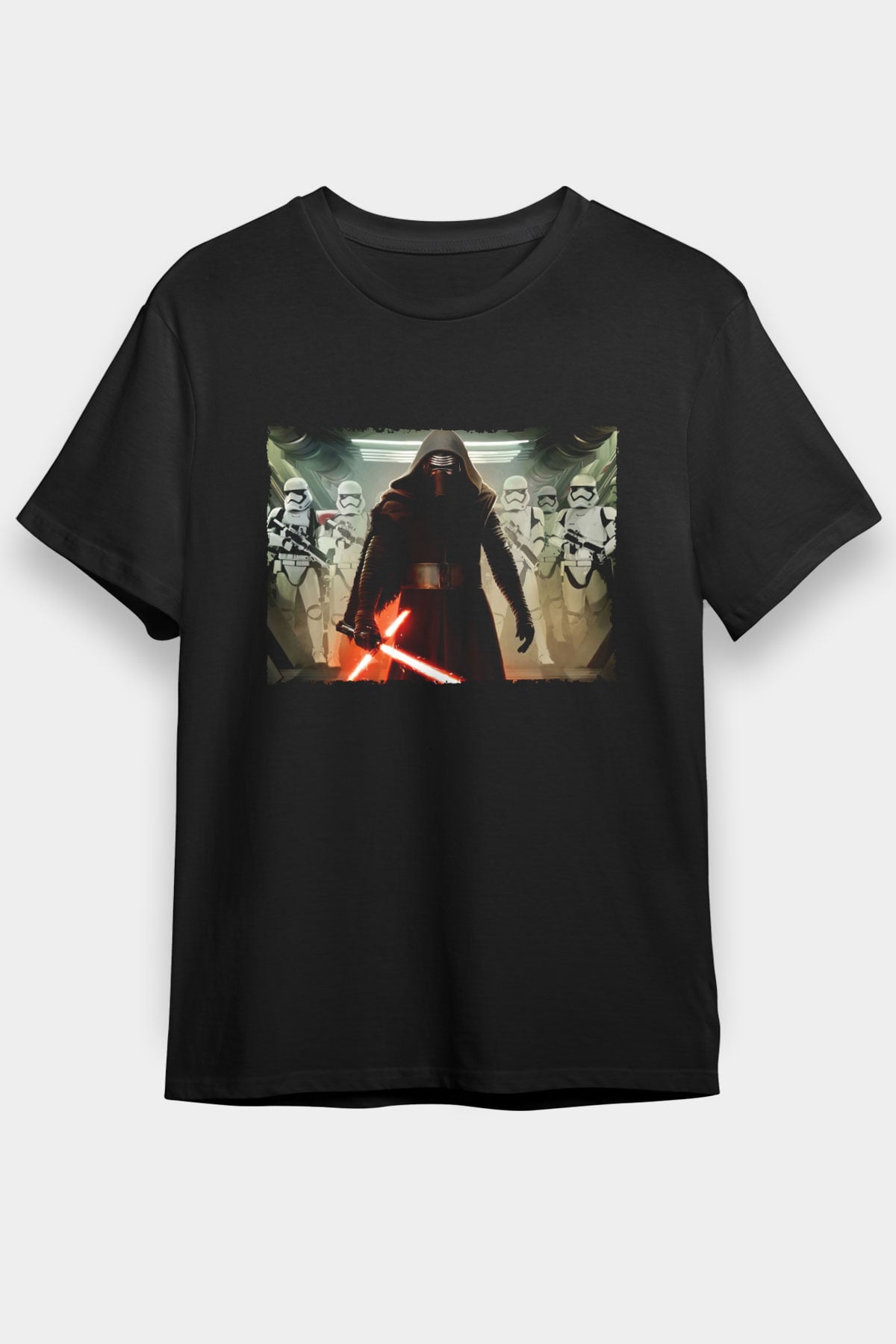 Unisex The Force Awakens' Kylo Ren Baskılı Siyah T-Shirt