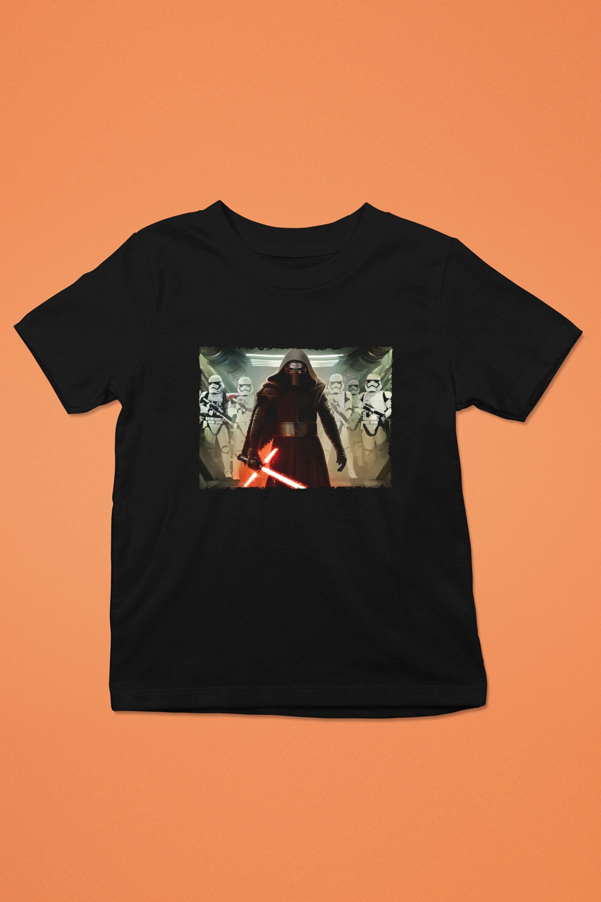 Unisex The Force Awakens' Kylo Ren Baskılı Siyah Çocuk T-Shirt