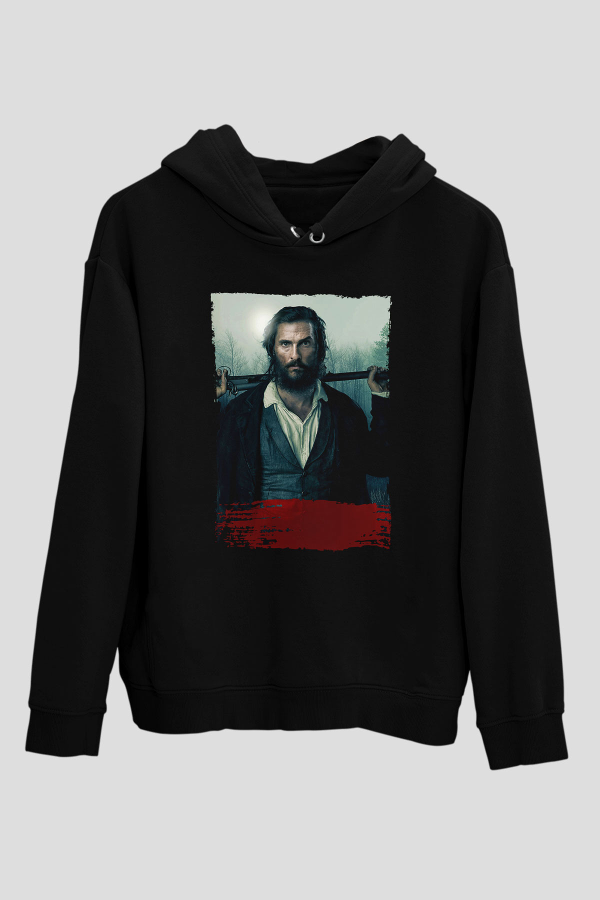 Unisex The Free State of Jones Baskılı Siyah Kapüşonlu Sweatshirt
