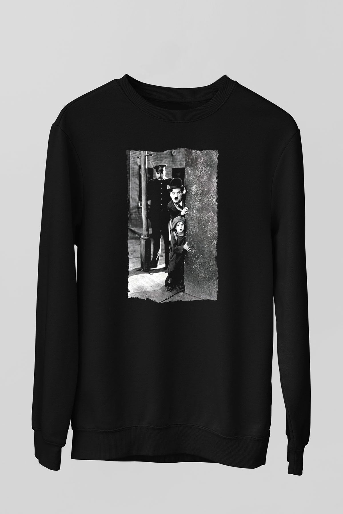 Unisex The Kid Baskılı Siyah Sweatshirt