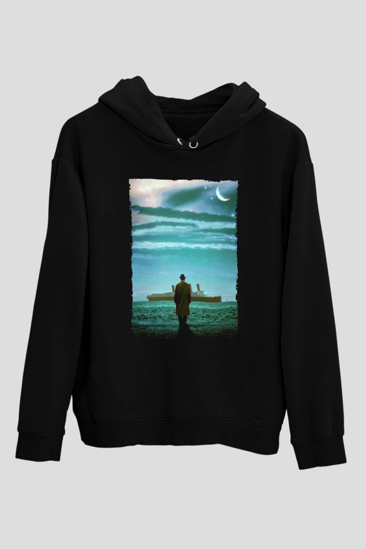 Unisex The Legend of 1900 Baskılı Siyah Kapüşonlu Sweatshirt