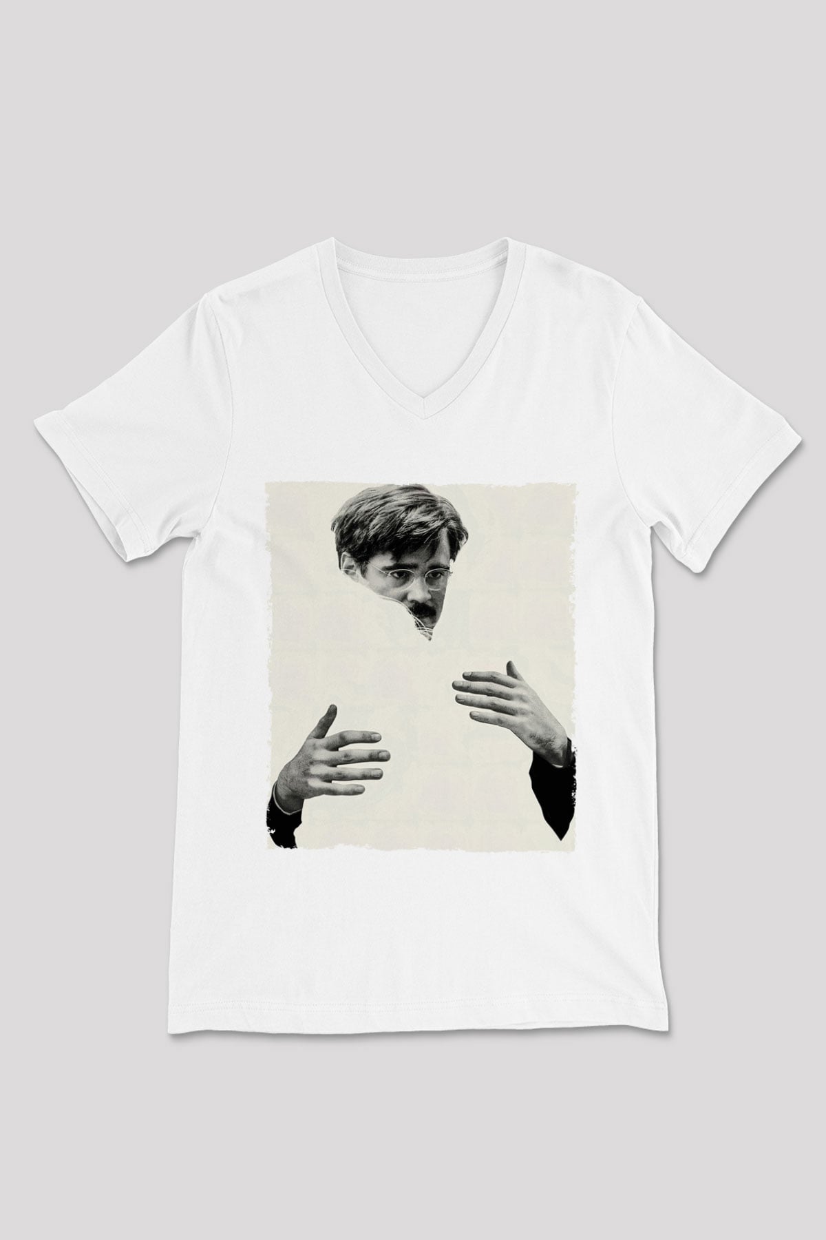 Unisex The Lobster Baskılı Beyaz V Yaka Tshirt
