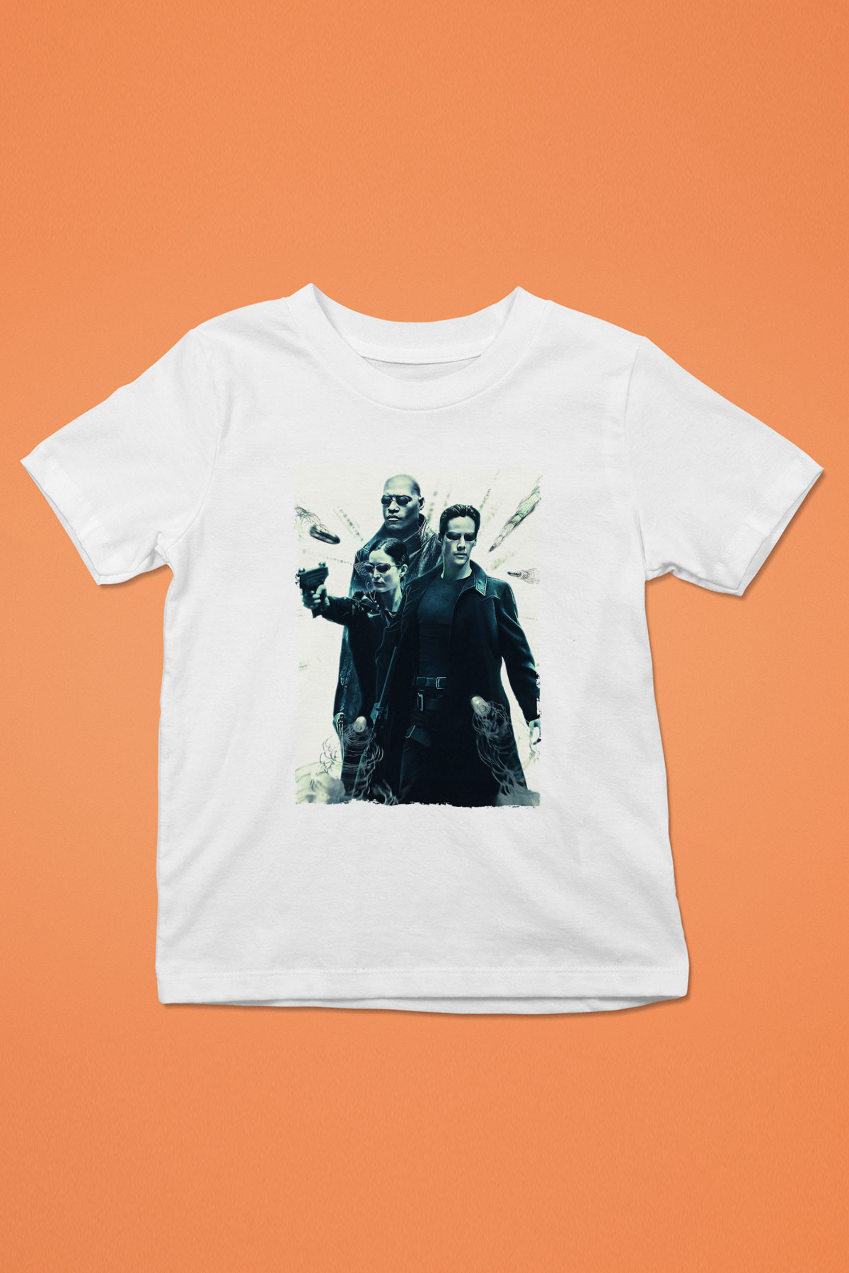 Unisex The Matrix Baskılı Beyaz Çocuk Tshirt
