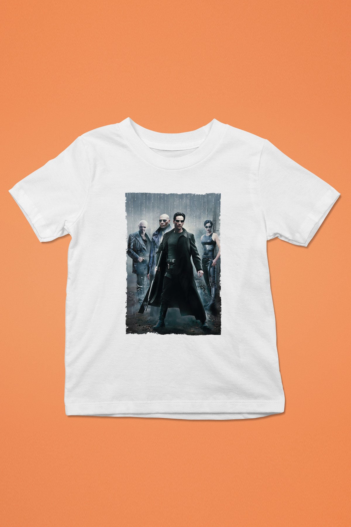 Unisex The Matrix Baskılı Beyaz Çocuk Tshirt