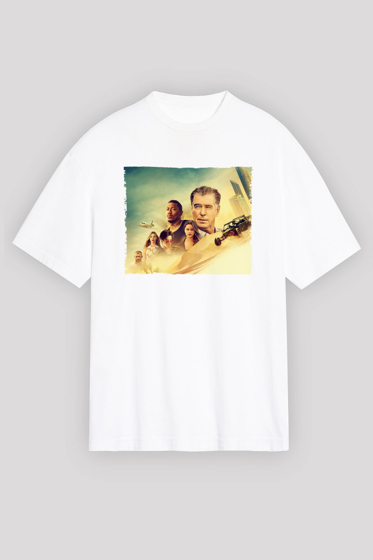 Unisex The Misfits Baskılı Beyaz Oversize Tişört