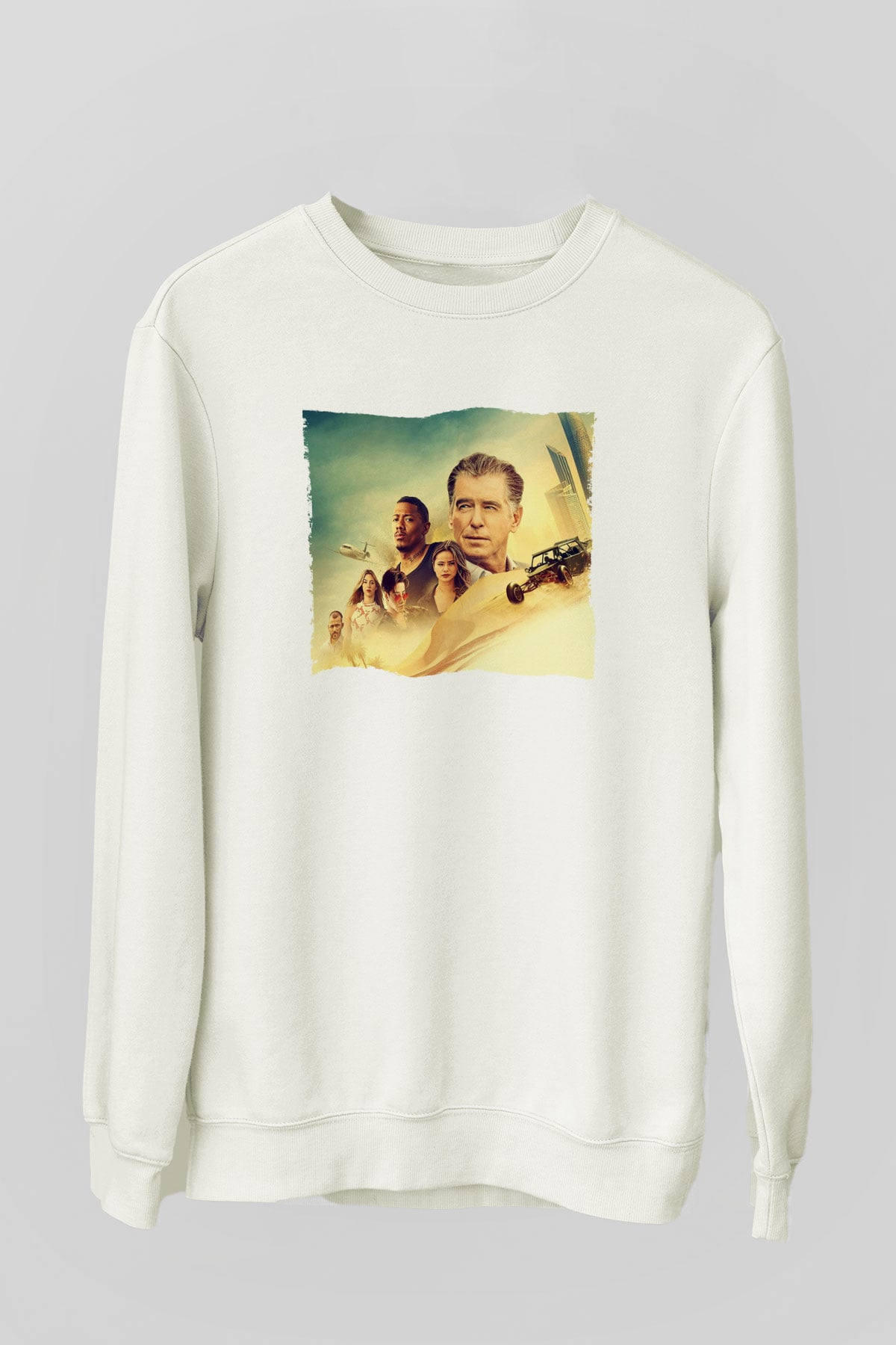 Unisex The Misfits Baskılı Beyaz Sweatshirt