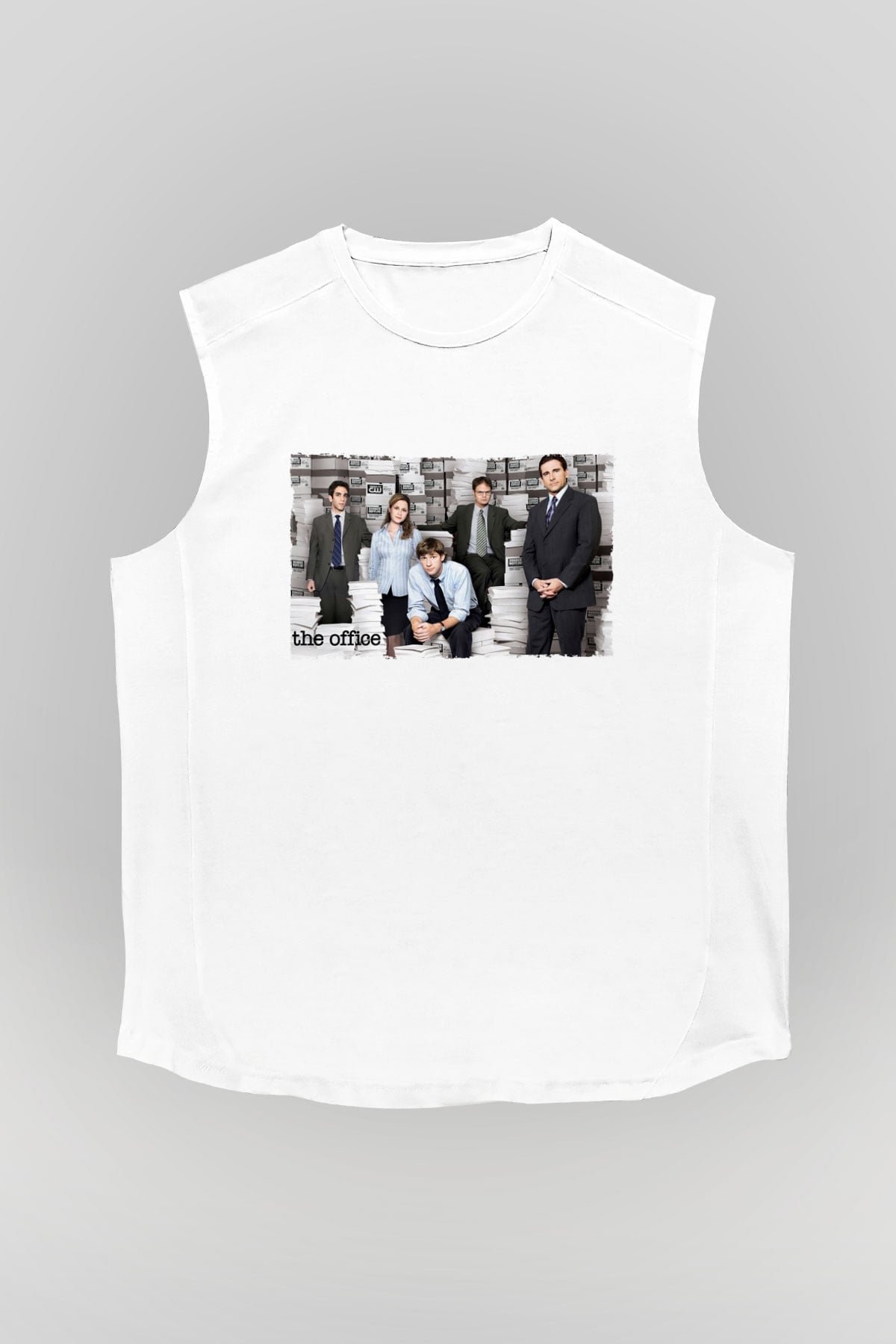 Unisex The Office Baskılı Beyaz Kolsuz Tişört