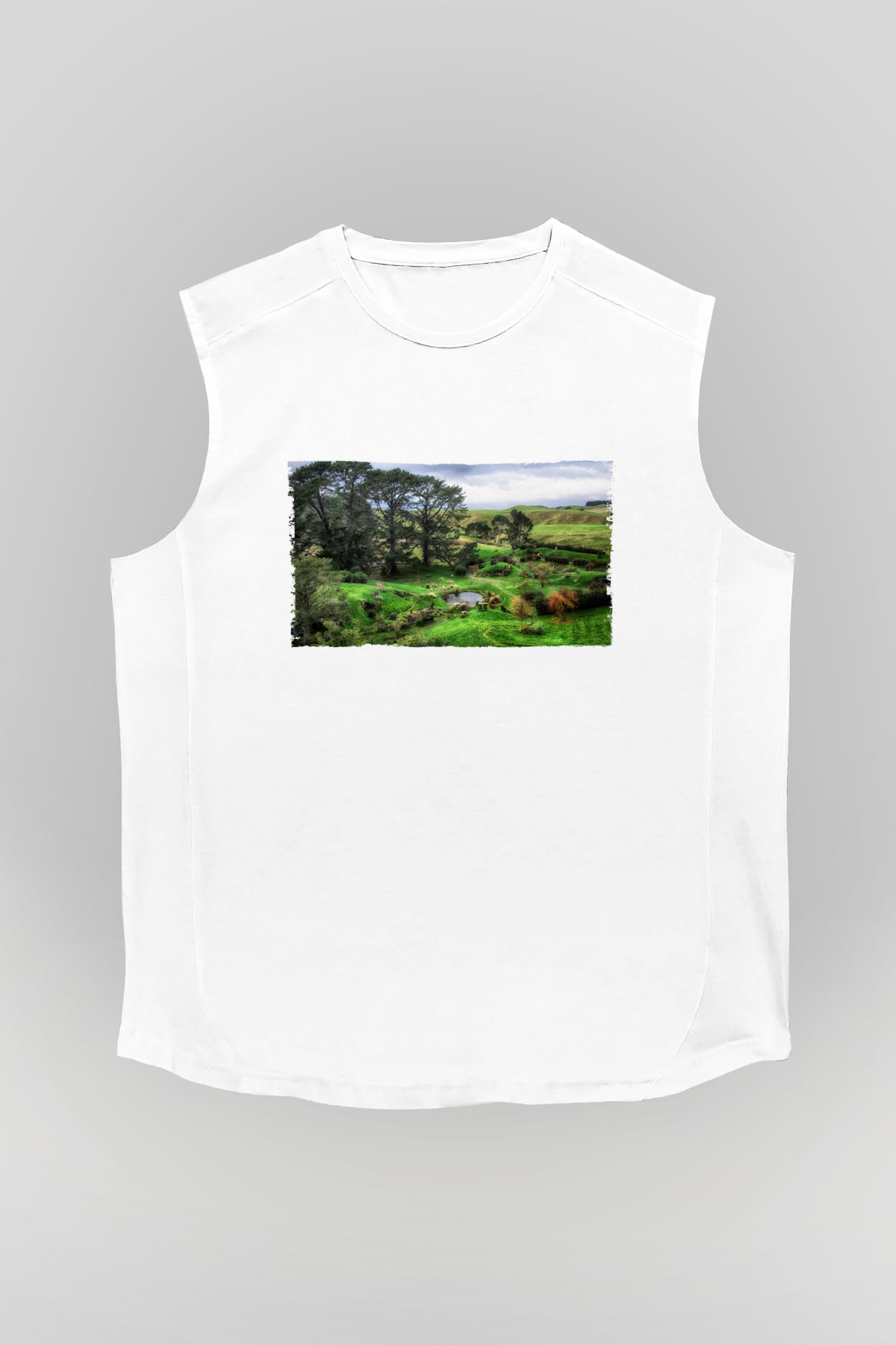 Unisex The Shire Baskılı Beyaz Kolsuz Tshirt