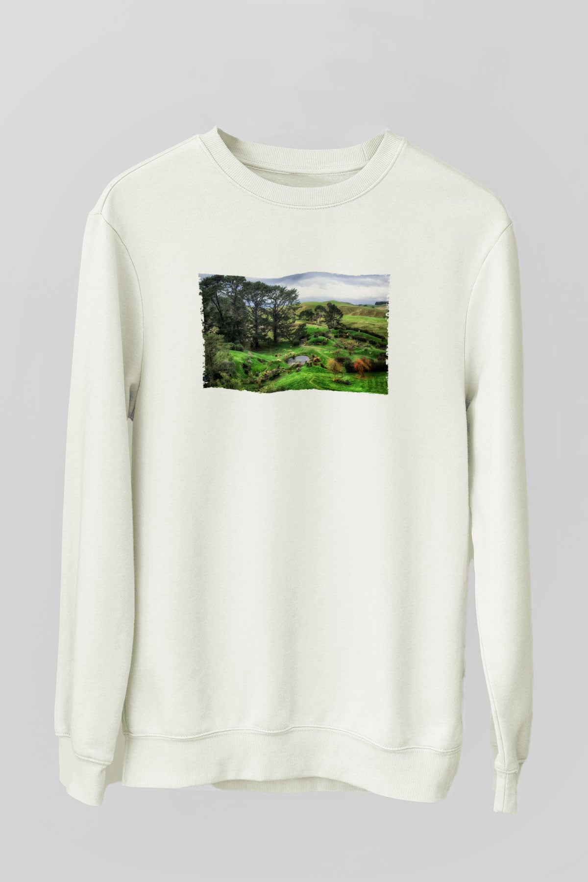 Unisex The Shire Baskılı Beyaz Sweatshirt