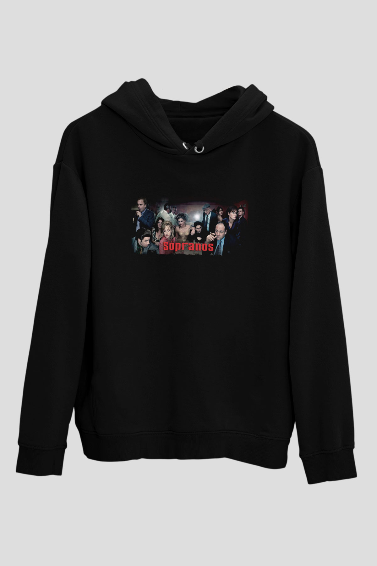 Unisex The Sopranos Baskılı Siyah Kapüşonlu Sweatshirt