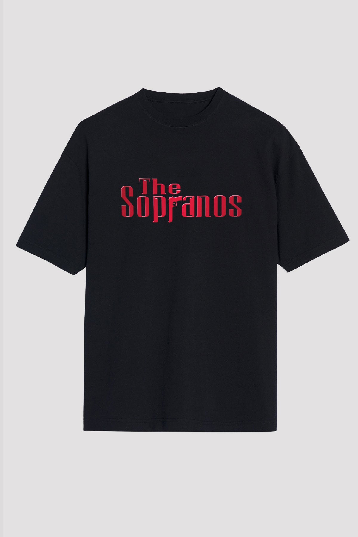 Unisex The Sopranos Baskılı Siyah Oversize Tişört