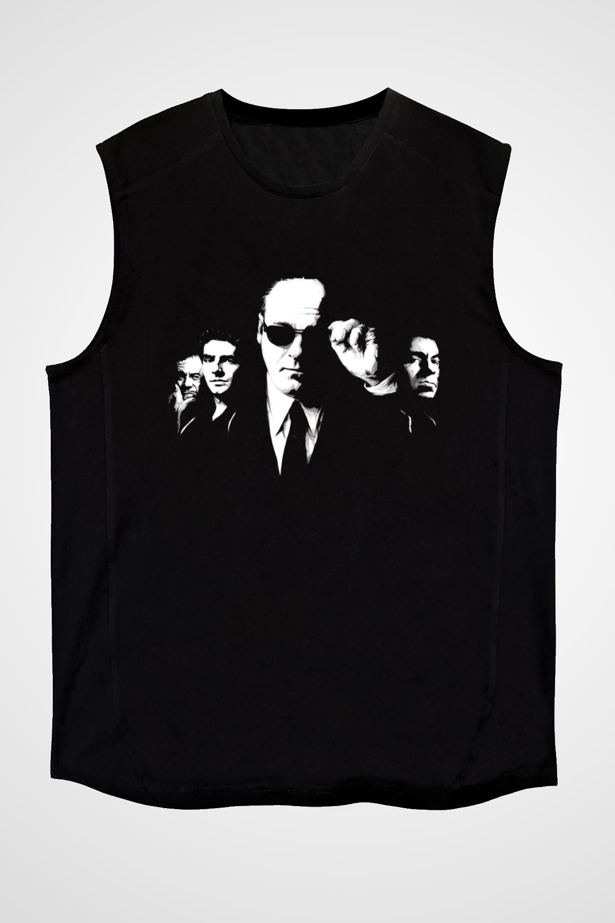 Unisex The Sopranos Baskılı Siyah Unisex Kolsuz T-shirt