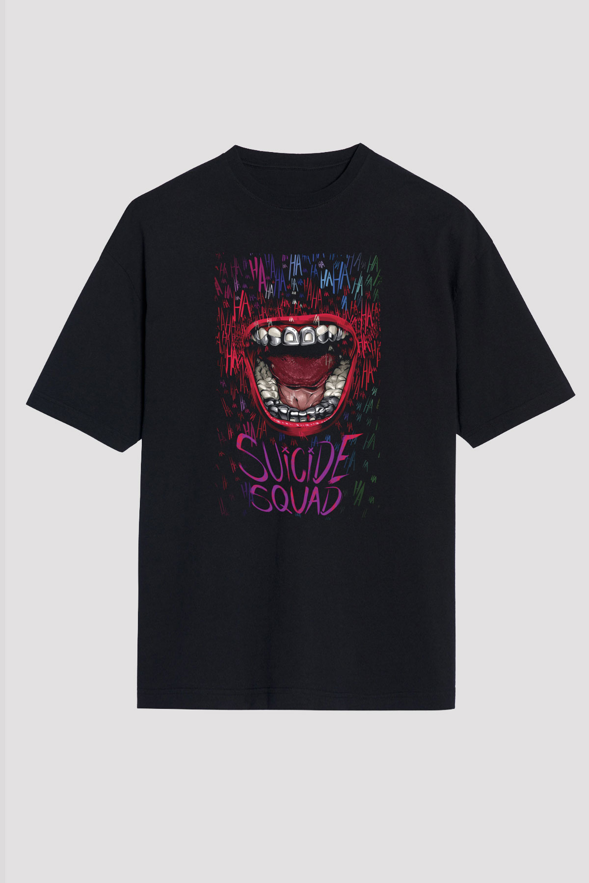 Unisex The Suicide Squad İntihar Timi (The Suicide Squad) Baskılı Siyah Unisex Oversize Tshirt