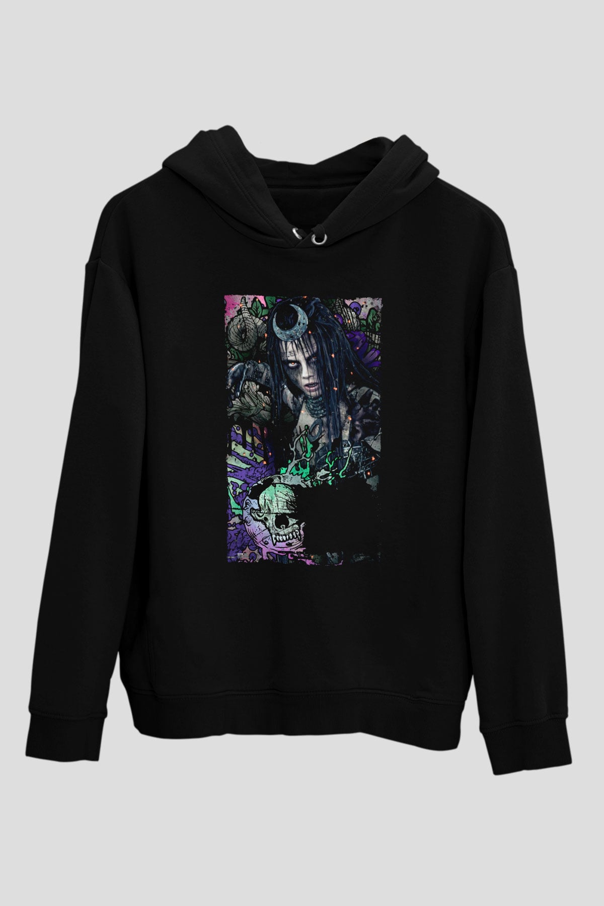 Unisex The Suicide Squad İntihar Timi (The Suicide Squad) Baskılı Siyah Unisex Kapüşonlu Sweatshirt