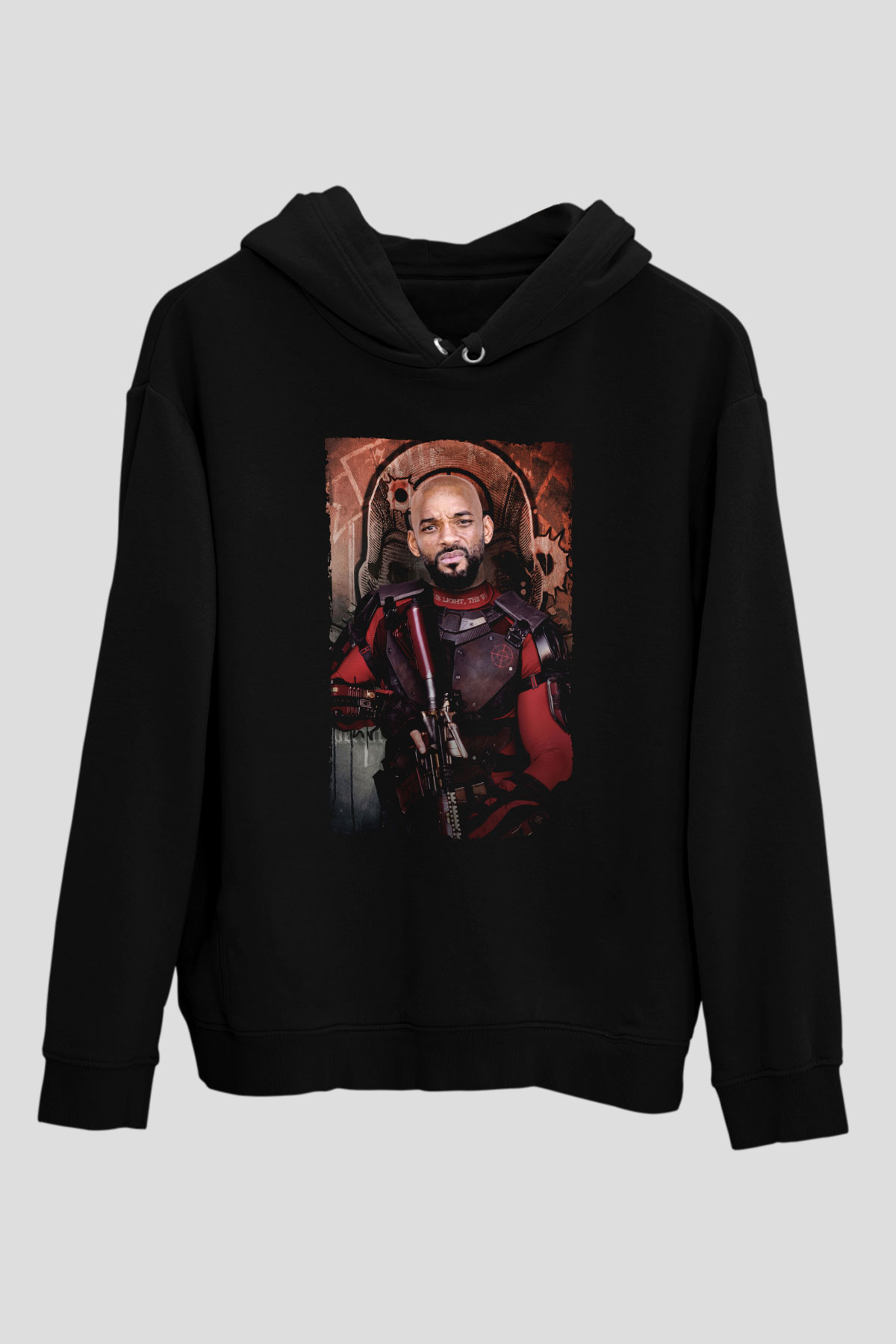 Unisex The Suicide Squad İntihar Timi (The Suicide Squad) Baskılı Siyah Kapüşonlu Sweatshirt