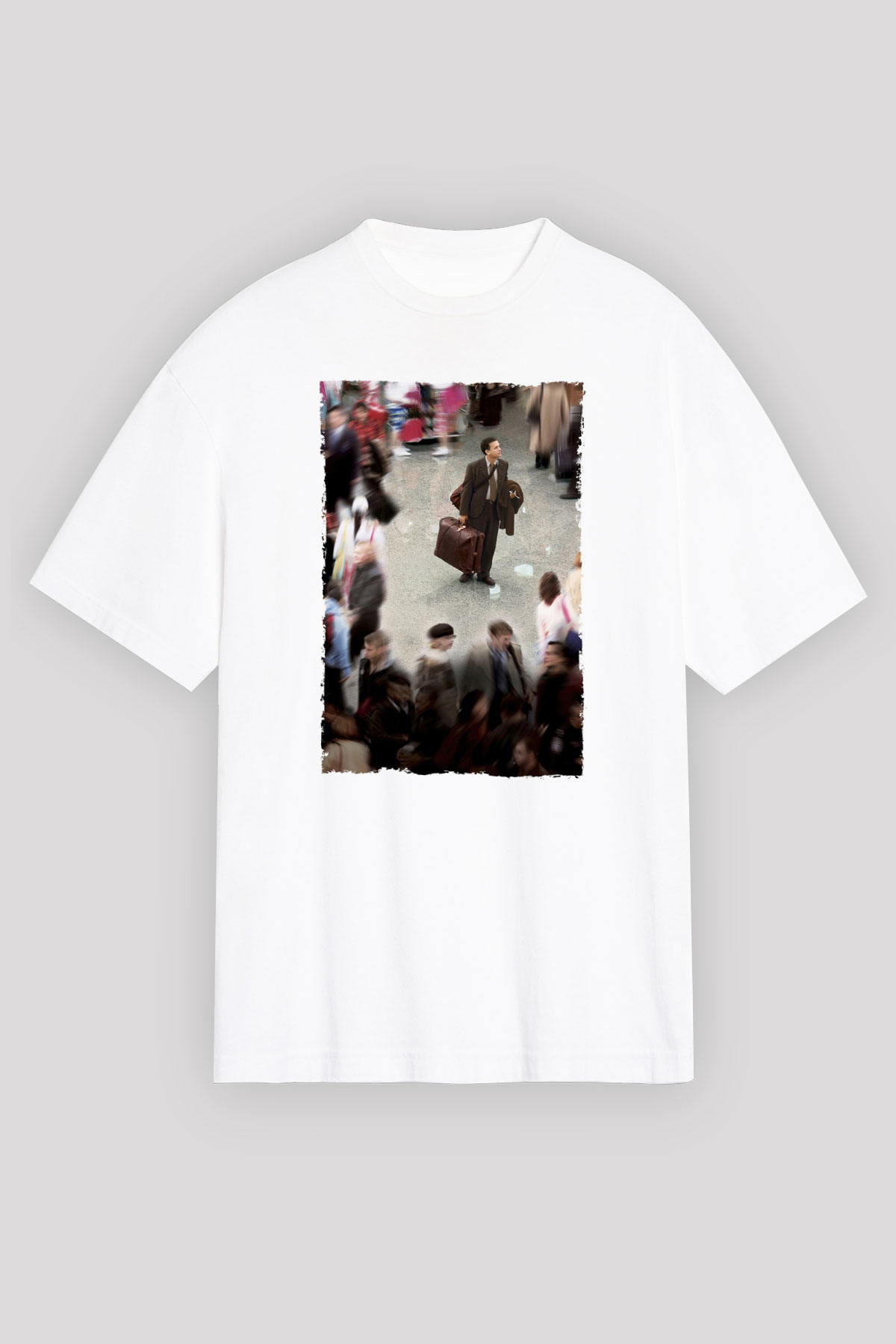 Unisex The Terminal Baskılı Beyaz Oversize Oversize T-shirt