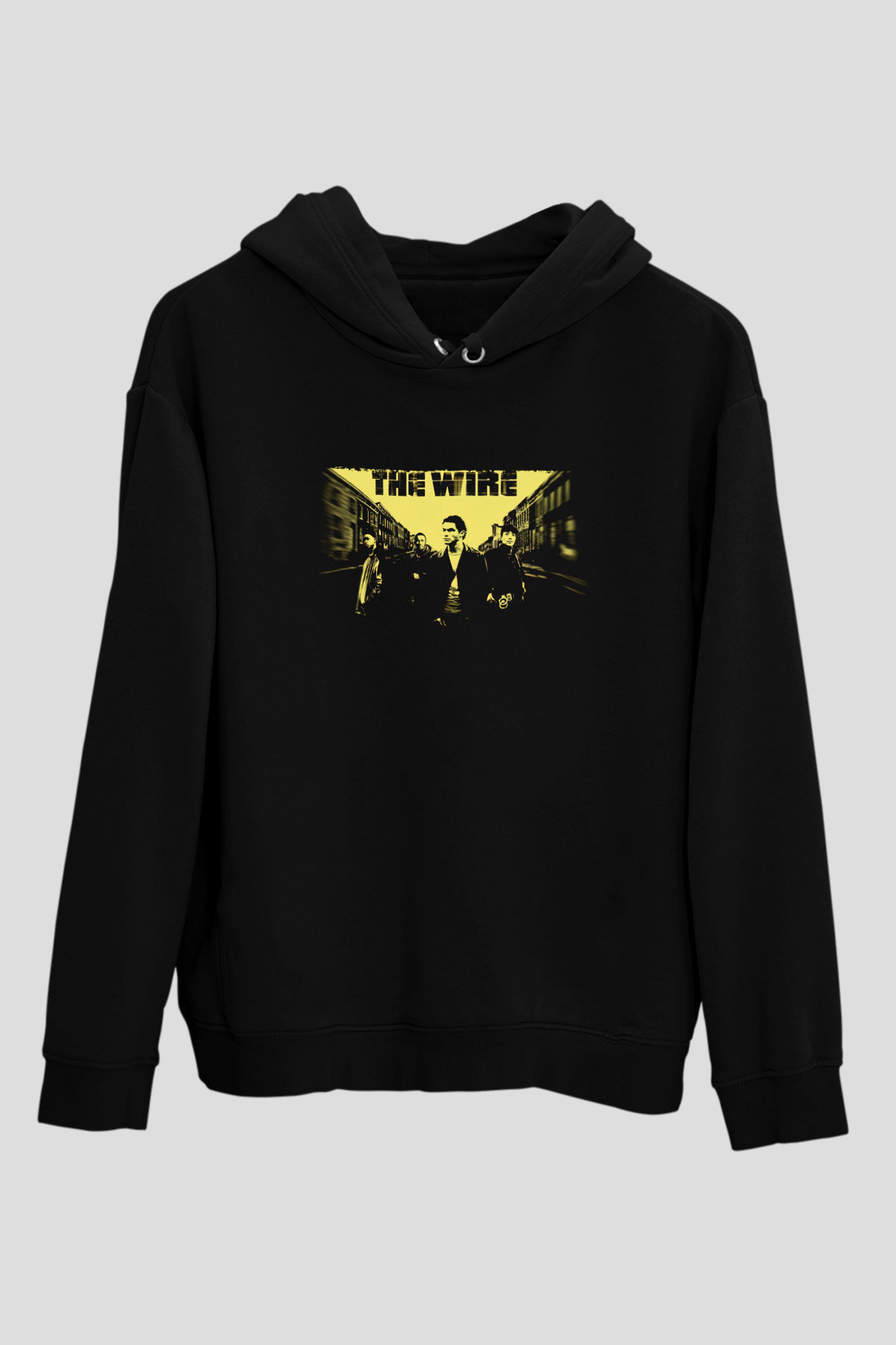 Unisex The Wire Baskılı Siyah Kapüşonlu Sweatshirt