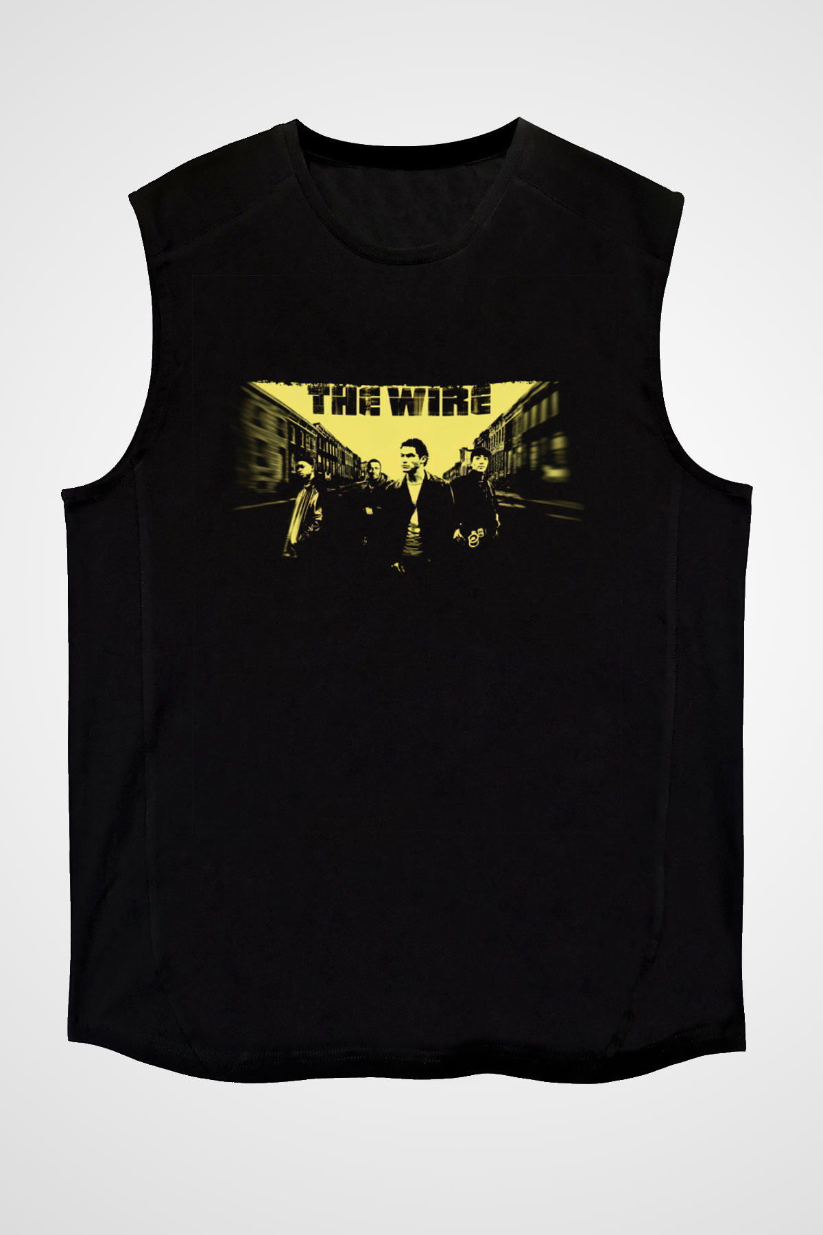 Unisex The Wire Baskılı Siyah Kolsuz T-shirt