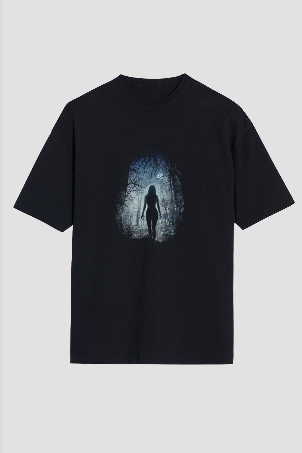 Unisex The Witch Baskılı Siyah Oversize T-shirt