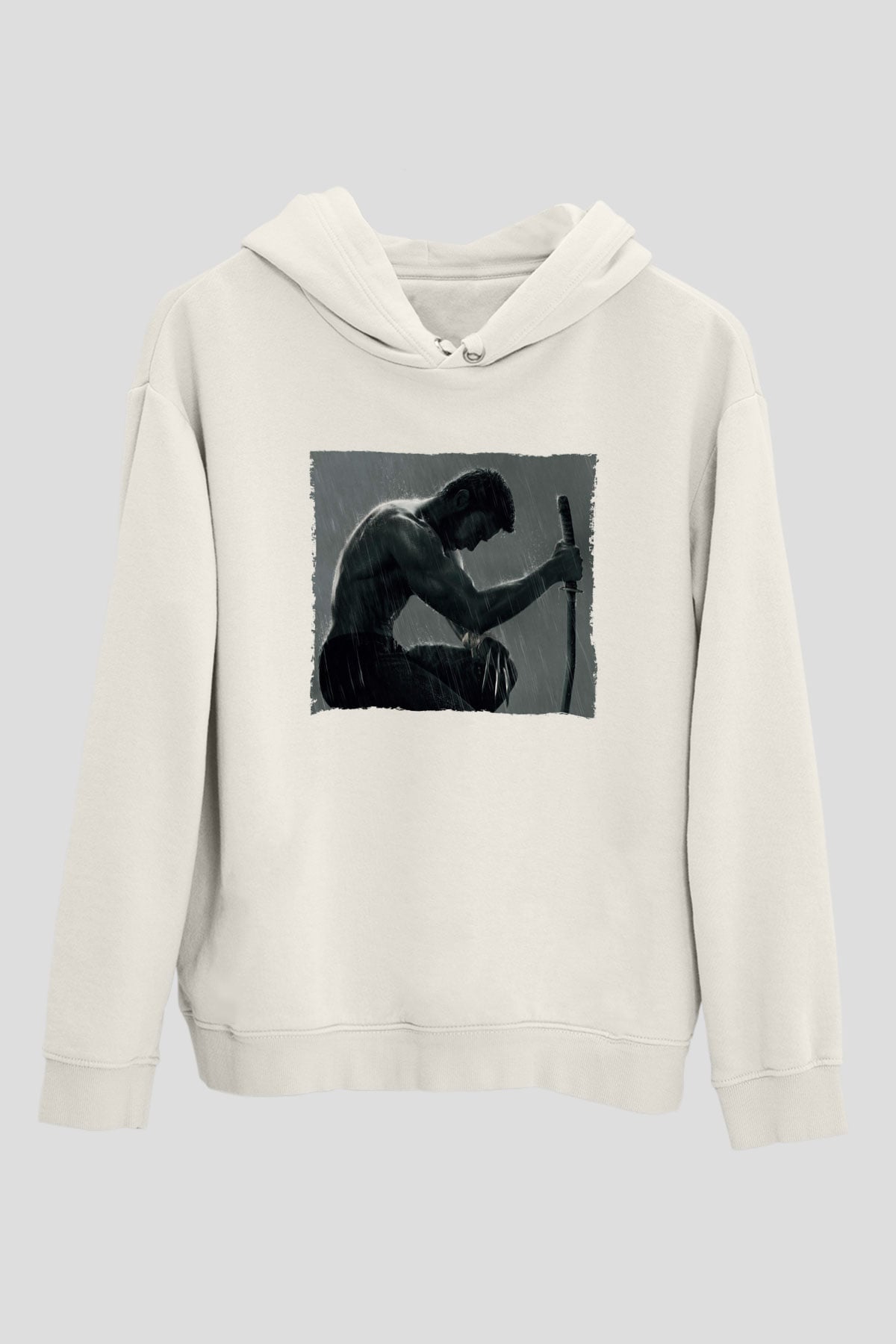 Unisex The Wolverine Baskılı Beyaz Kapüşonlu Sweatshirt