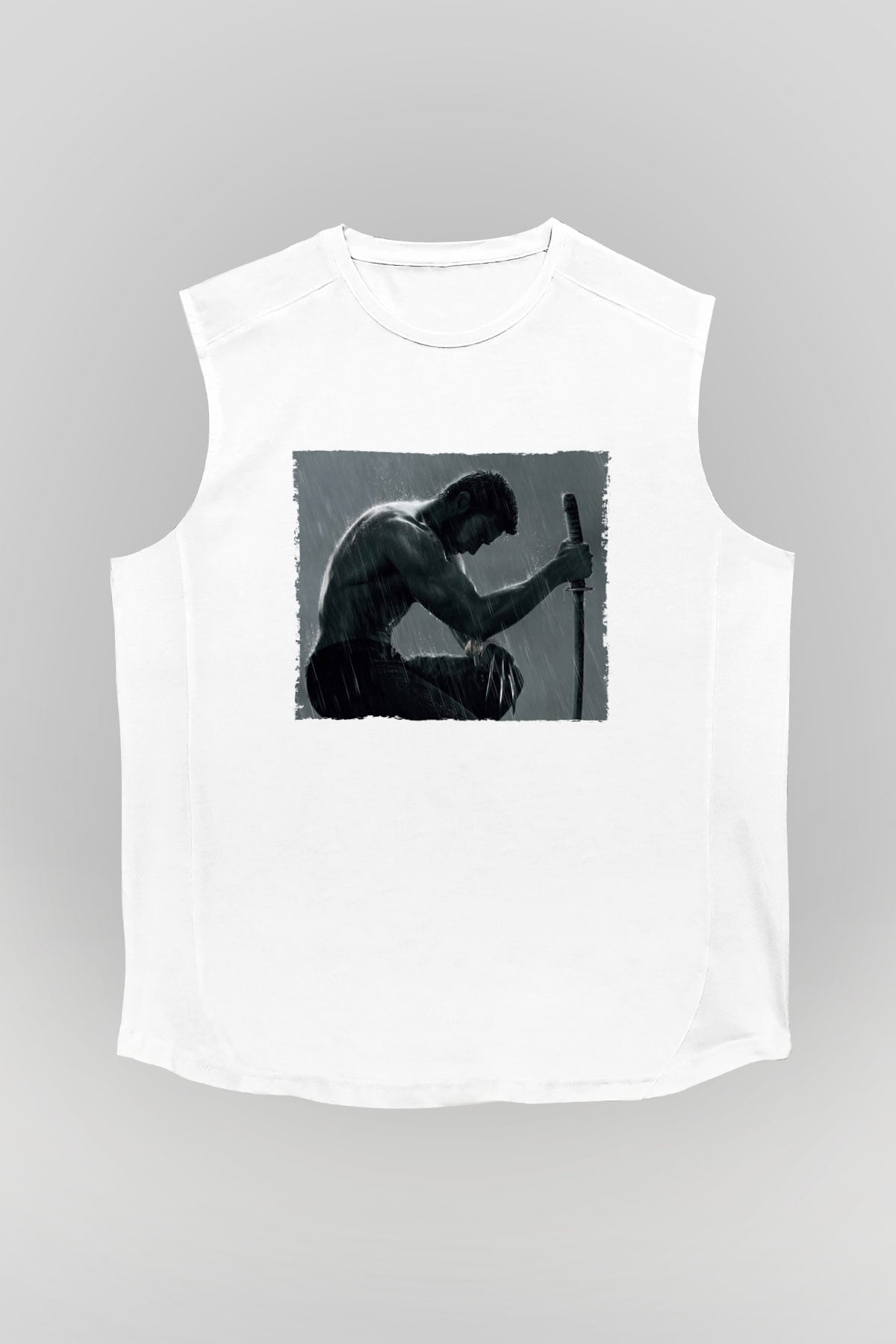 Unisex The Wolverine Baskılı Beyaz Kolsuz Tshirt