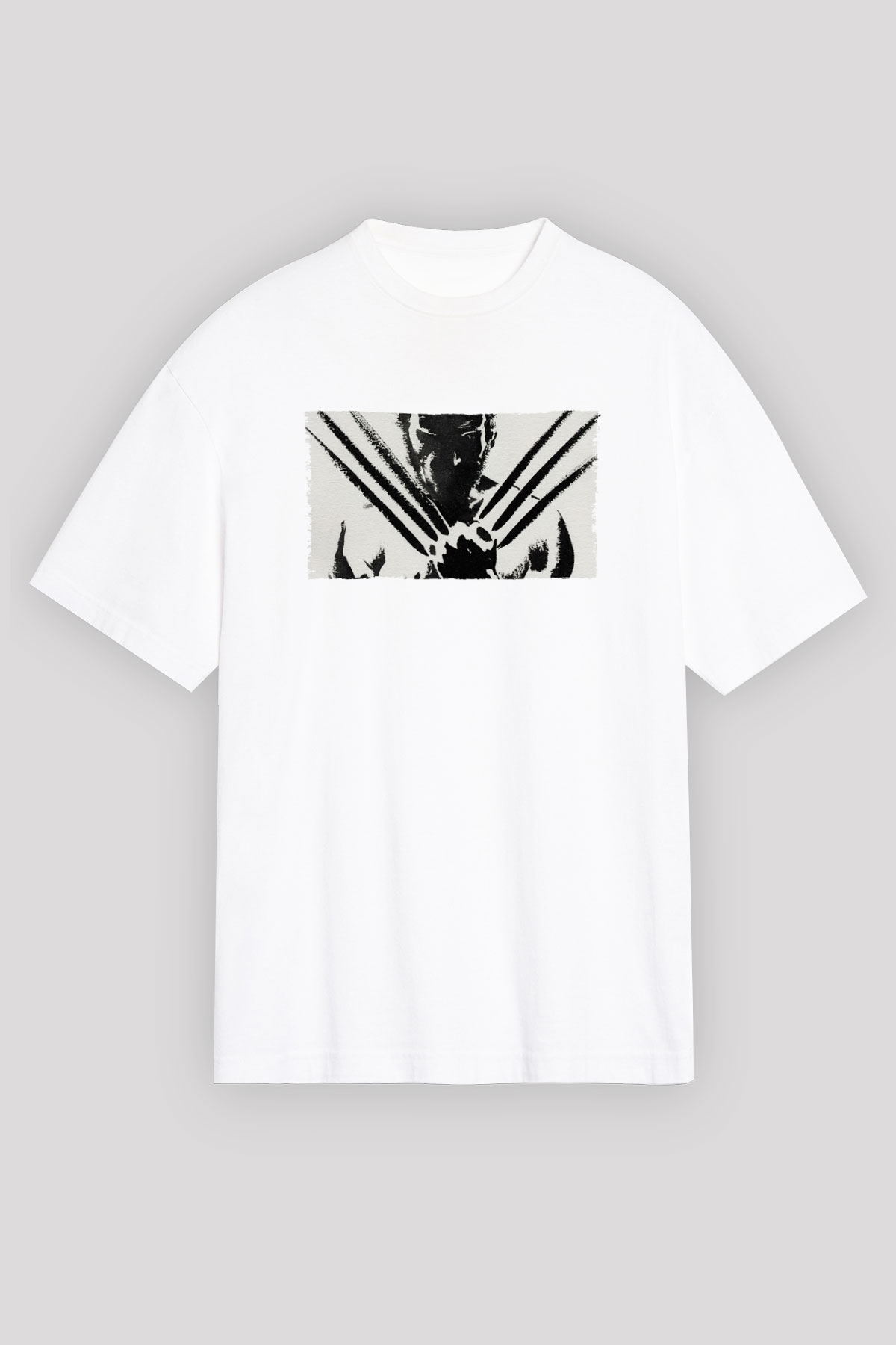 Unisex The Wolverine Baskılı Beyaz Oversize Tişört