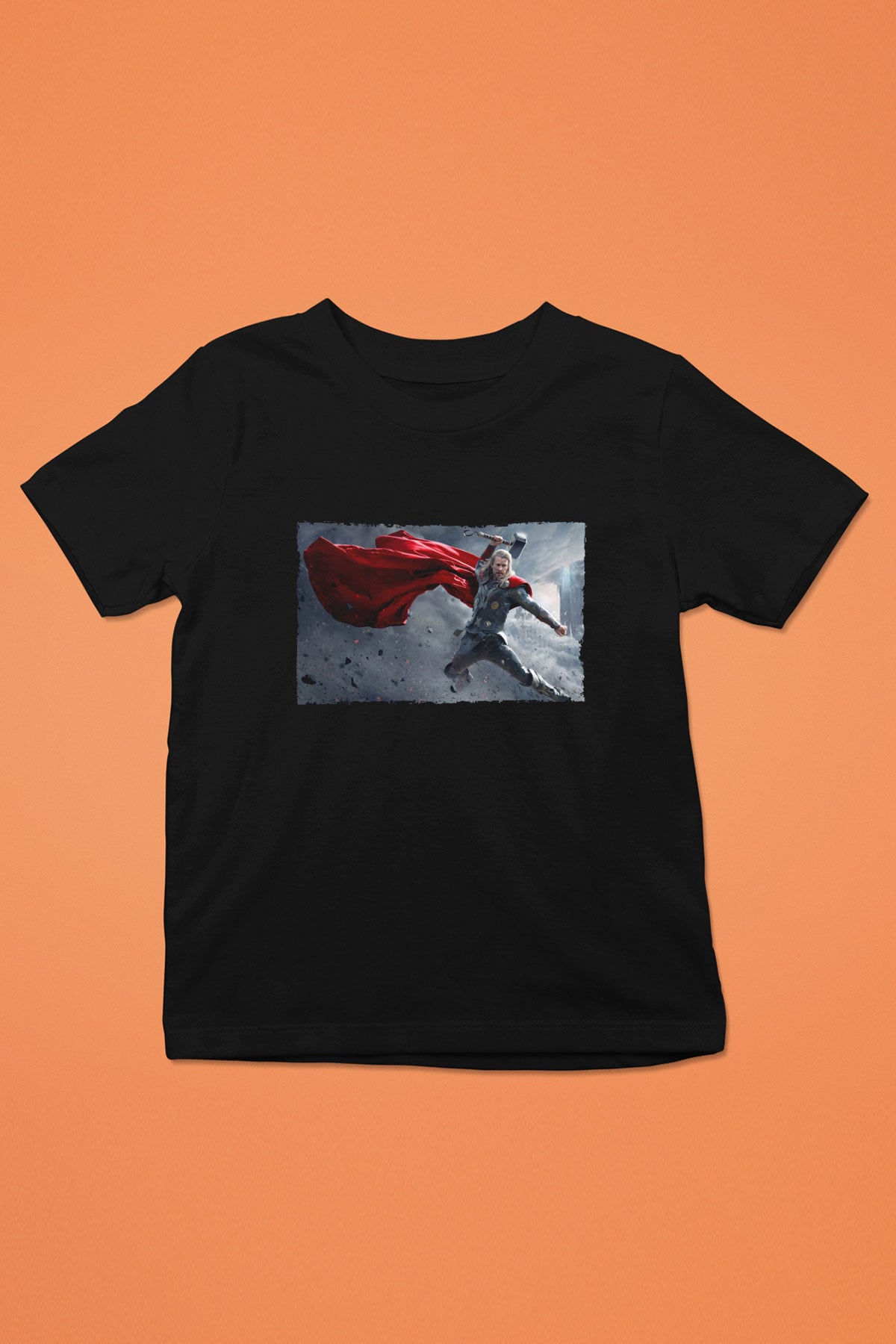 Unisex Thor The Dark World Baskılı Siyah Çocuk Tshirt