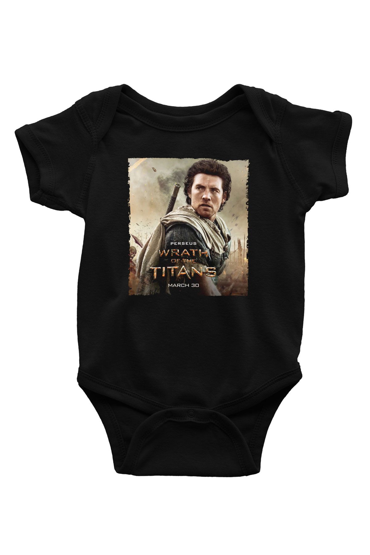 Unisex Titanların Öfkesi (Wrath of the Titans) Baskılı Siyah Bebek Body - Zıbın