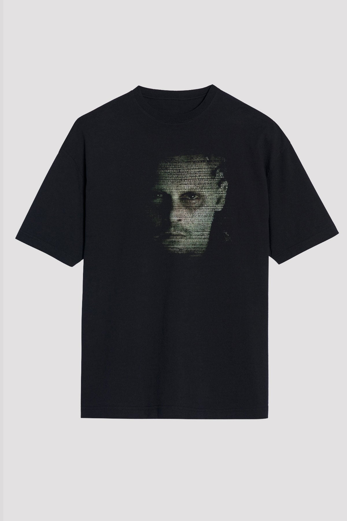 Unisex Transcendence Baskılı Siyah Oversize Tişört