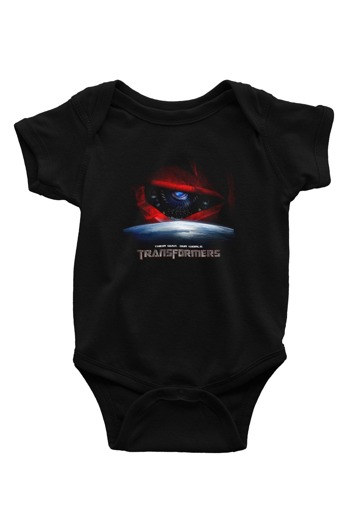 Unisex Transformers 3 Baskılı Siyah Bebek Body - Zıbın